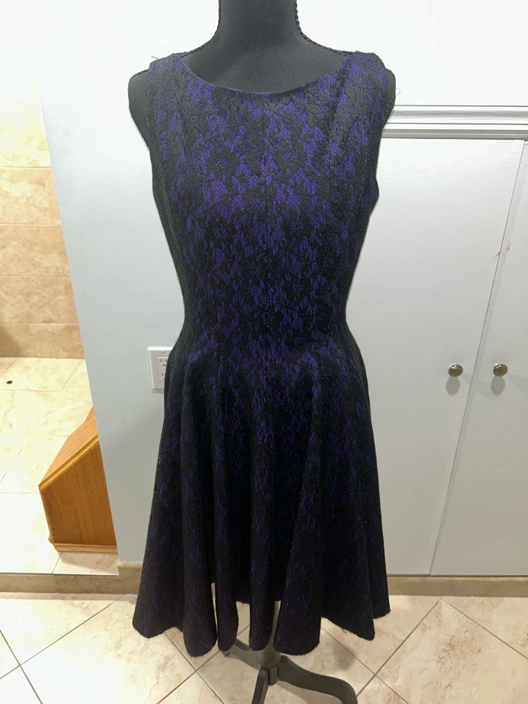 b michael AMERICA RED collection Dress Size 8 Purple Black Lace Sleeveless 7