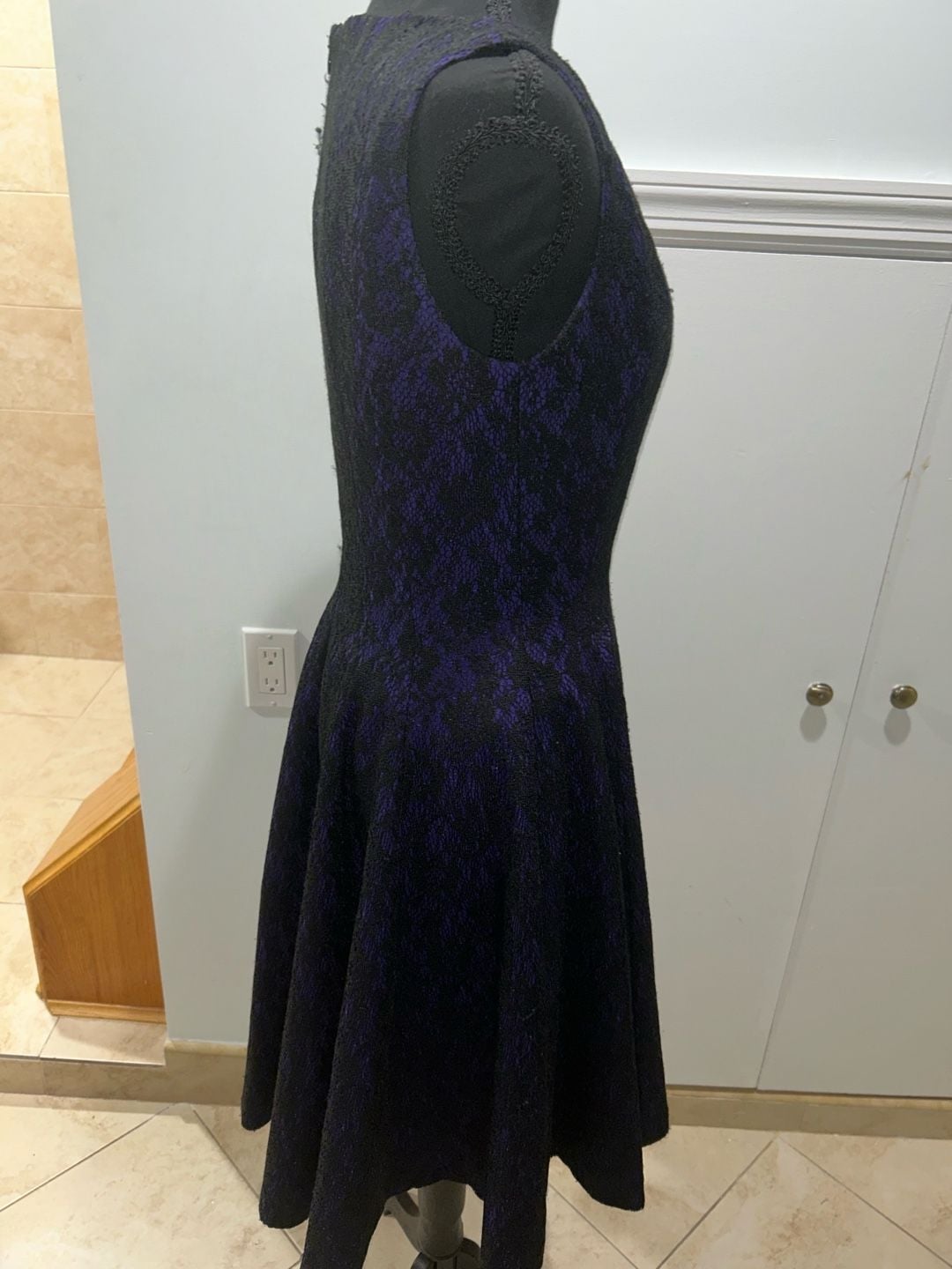 b michael AMERICA RED collection Dress Size 8 Purple Black Lace Sleeveless 12