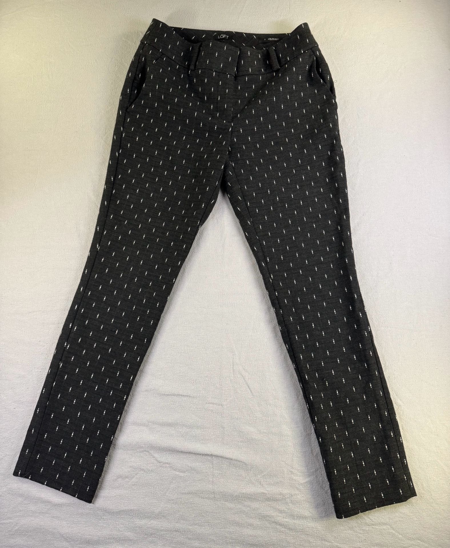 Ann Taylor Loft Julie Skinny Size 2 Gray White Pattern Pants 2