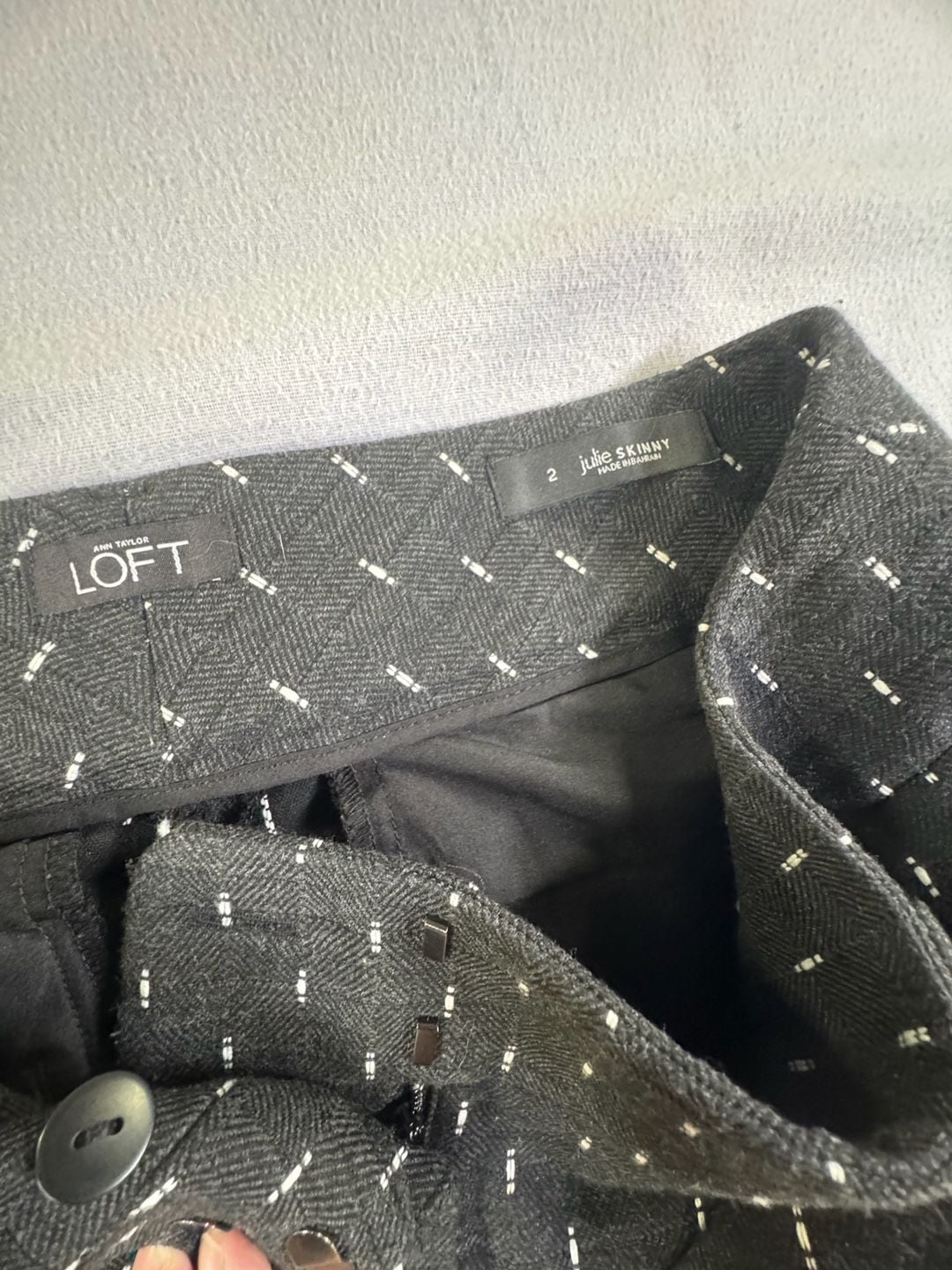 Ann Taylor Loft Julie Skinny Size 2 Gray White Pattern Pants 6