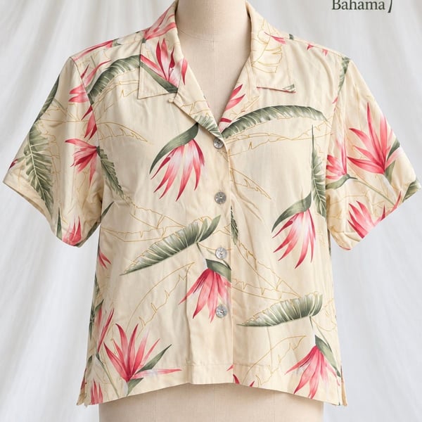 Tommy Bahama 100% Silk Bird of Paradise Floral Camp Shirt Women’s S