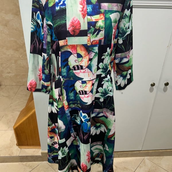 MKRM Floral Print Long Sleeve Midi Dress Multicolored