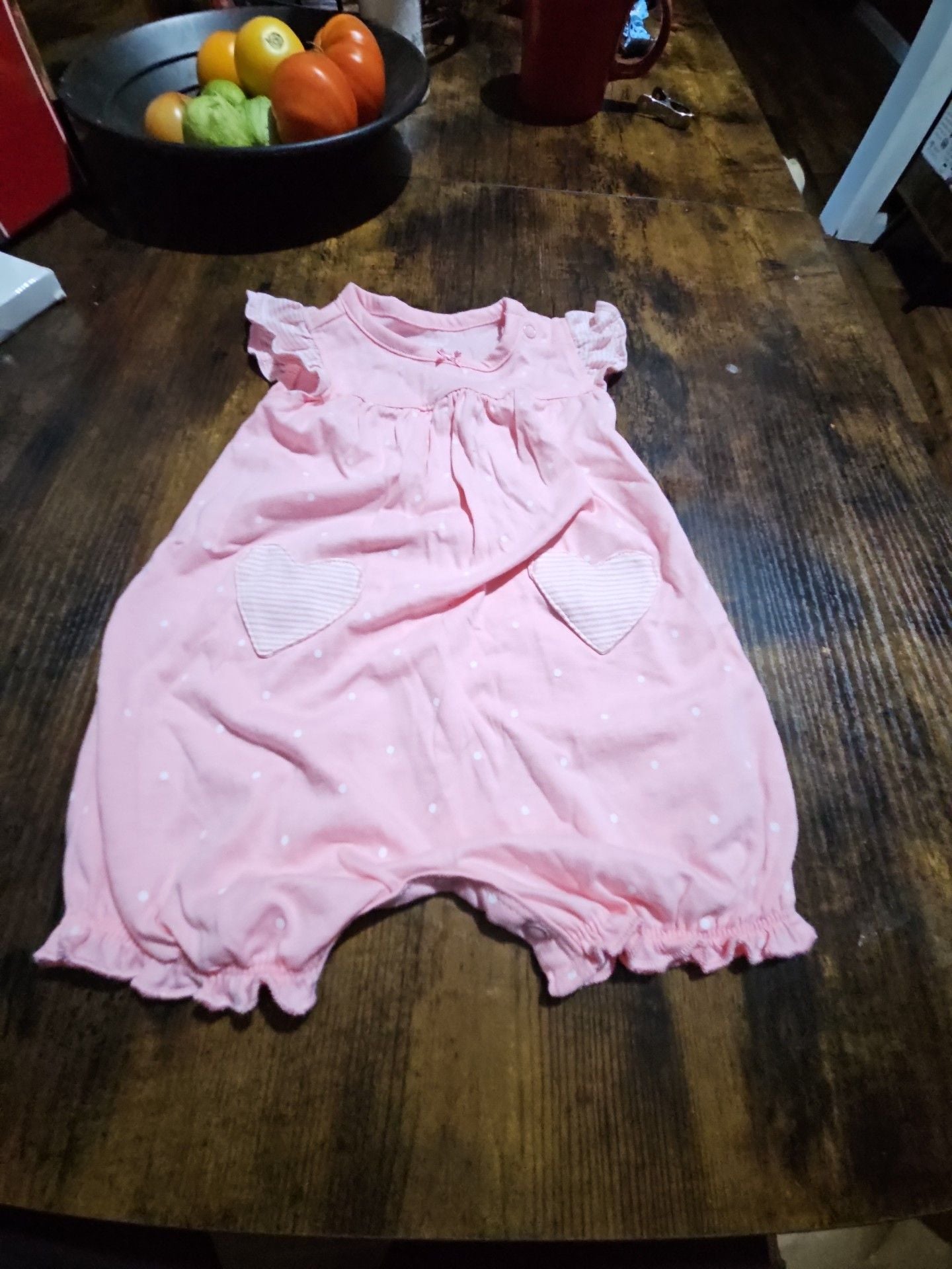 (518) Carter's Polka Dot Romper Size 3m Pink 2