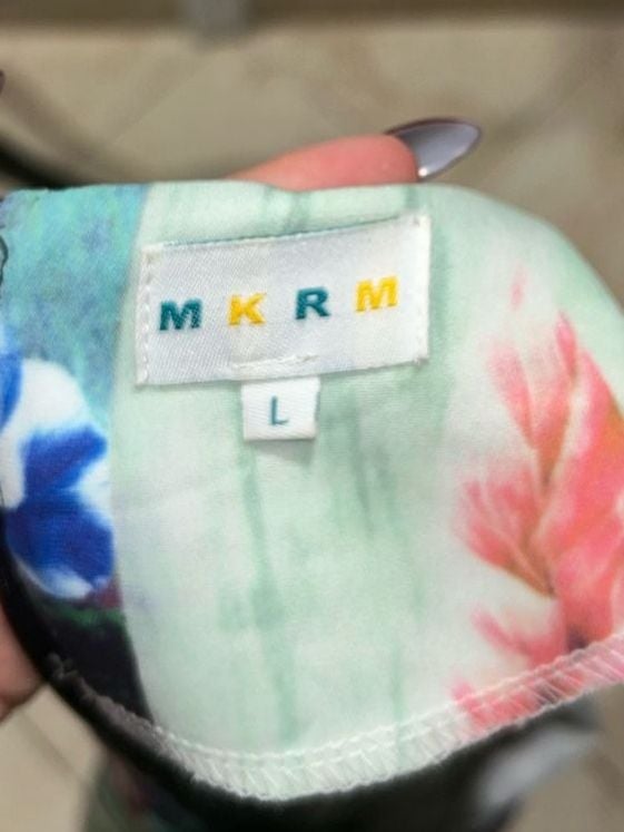 MKRM Floral Print Long Sleeve Midi Dress Multicolored 8