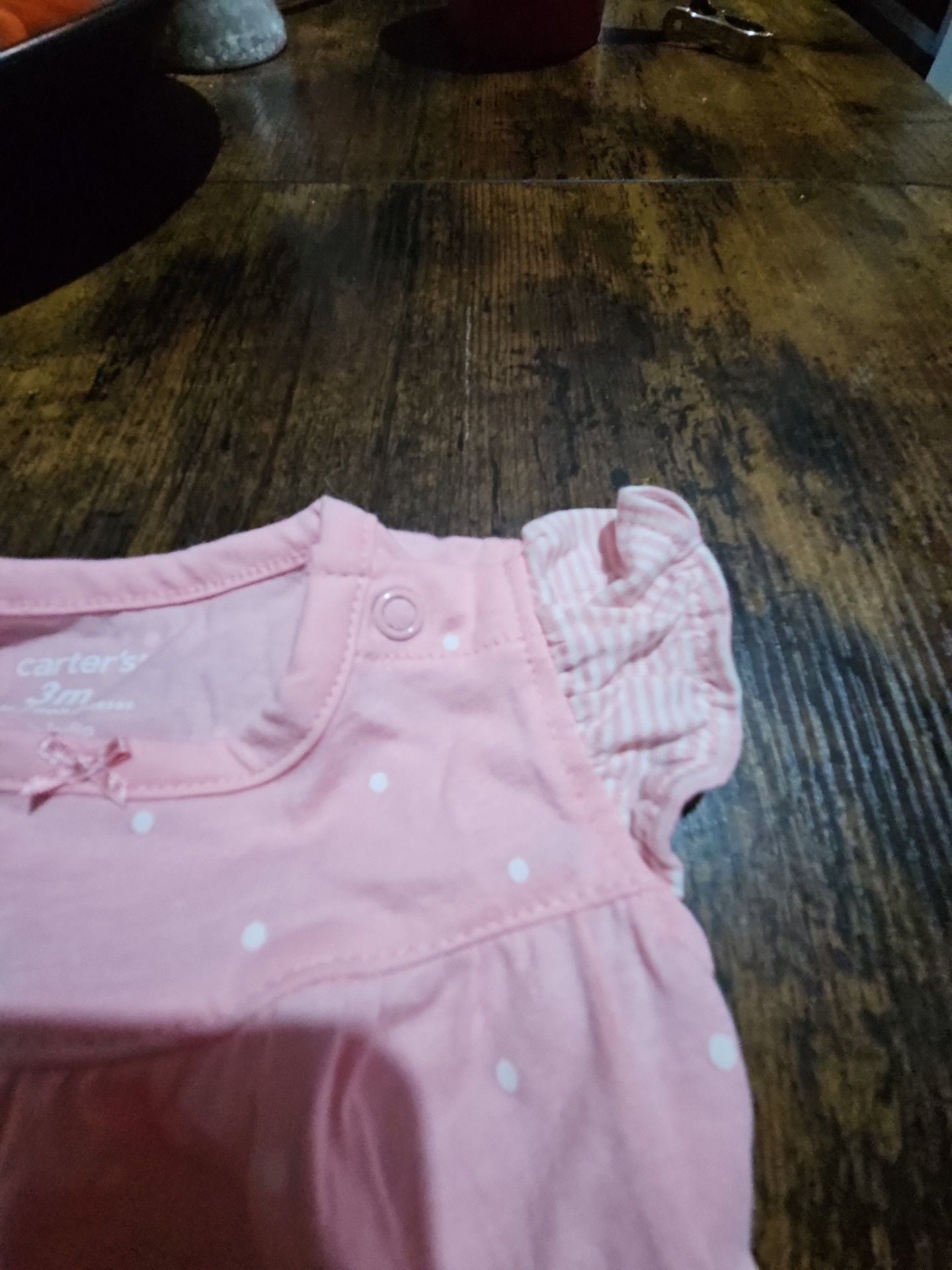 (518) Carter's Polka Dot Romper Size 3m Pink 7