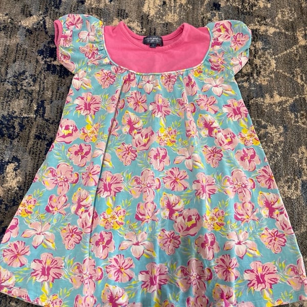 Simply Southern Floral Dress Size 3T Blue Pink