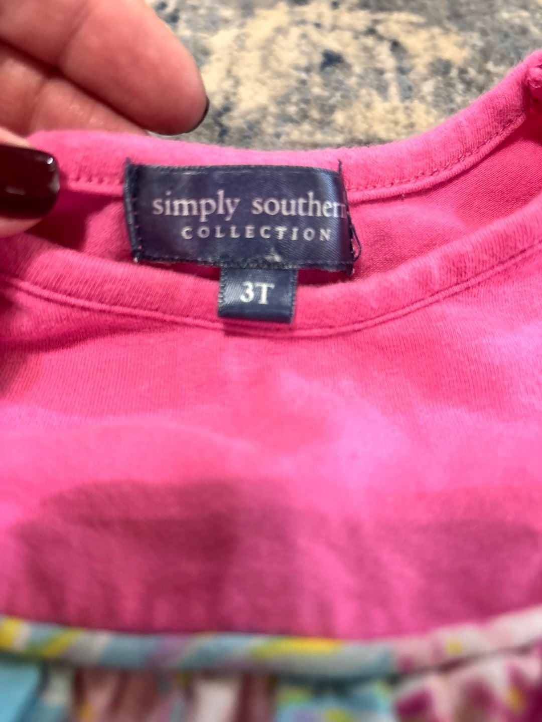 Simply Southern Floral Dress Size 3T Blue Pink 4