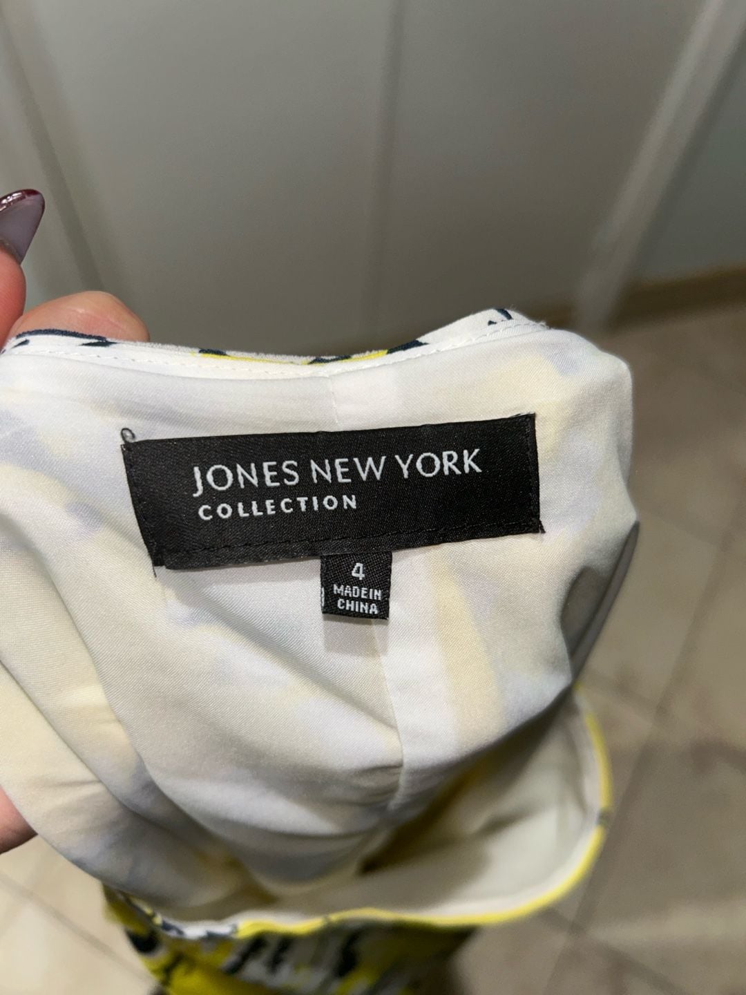 Jones New York Floral Dress Yellow White Black Sleeveless 8