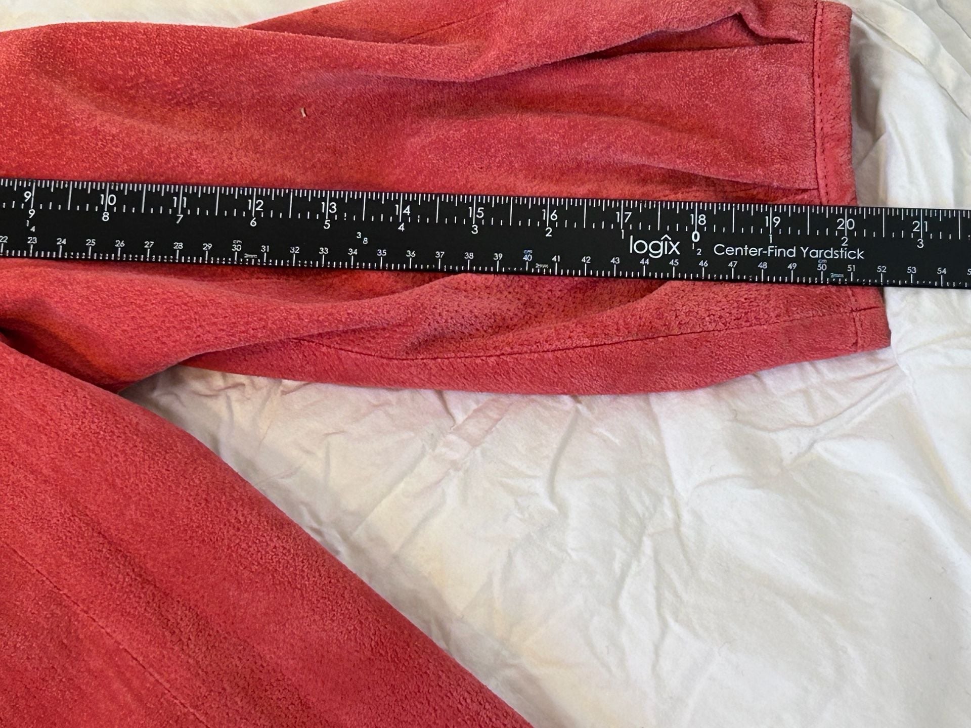 AMX Suede Jacket Size M Pink Leather Snap Button Peter Pan Collar 17
