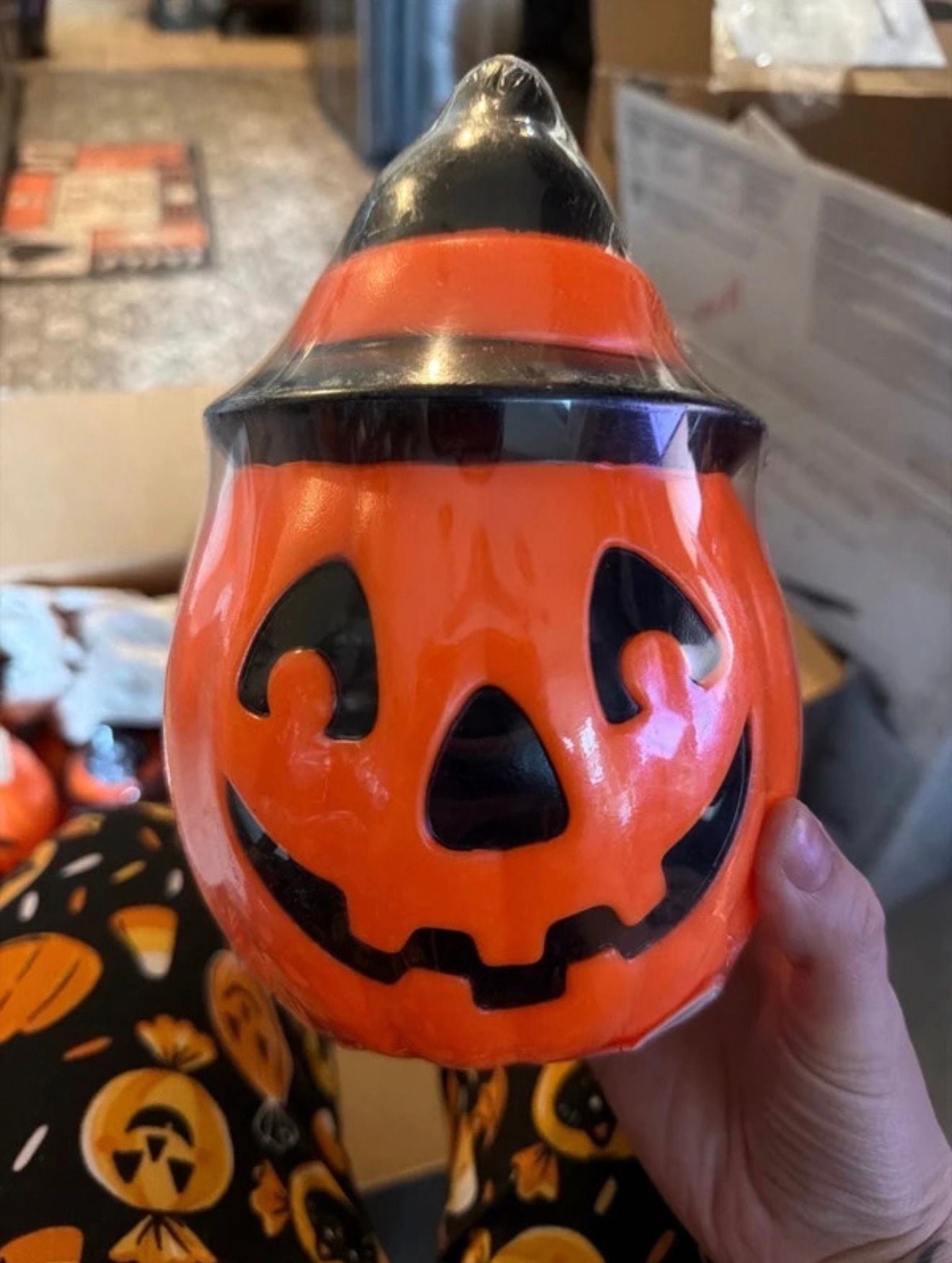 Empire Tree Light Toppers Halloween Pumpkin with Witch Hat Blow Mold 1995 1
