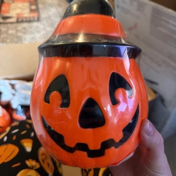 Empire Tree Light Toppers Halloween Pumpkin with Witch Hat Blow Mold 1995