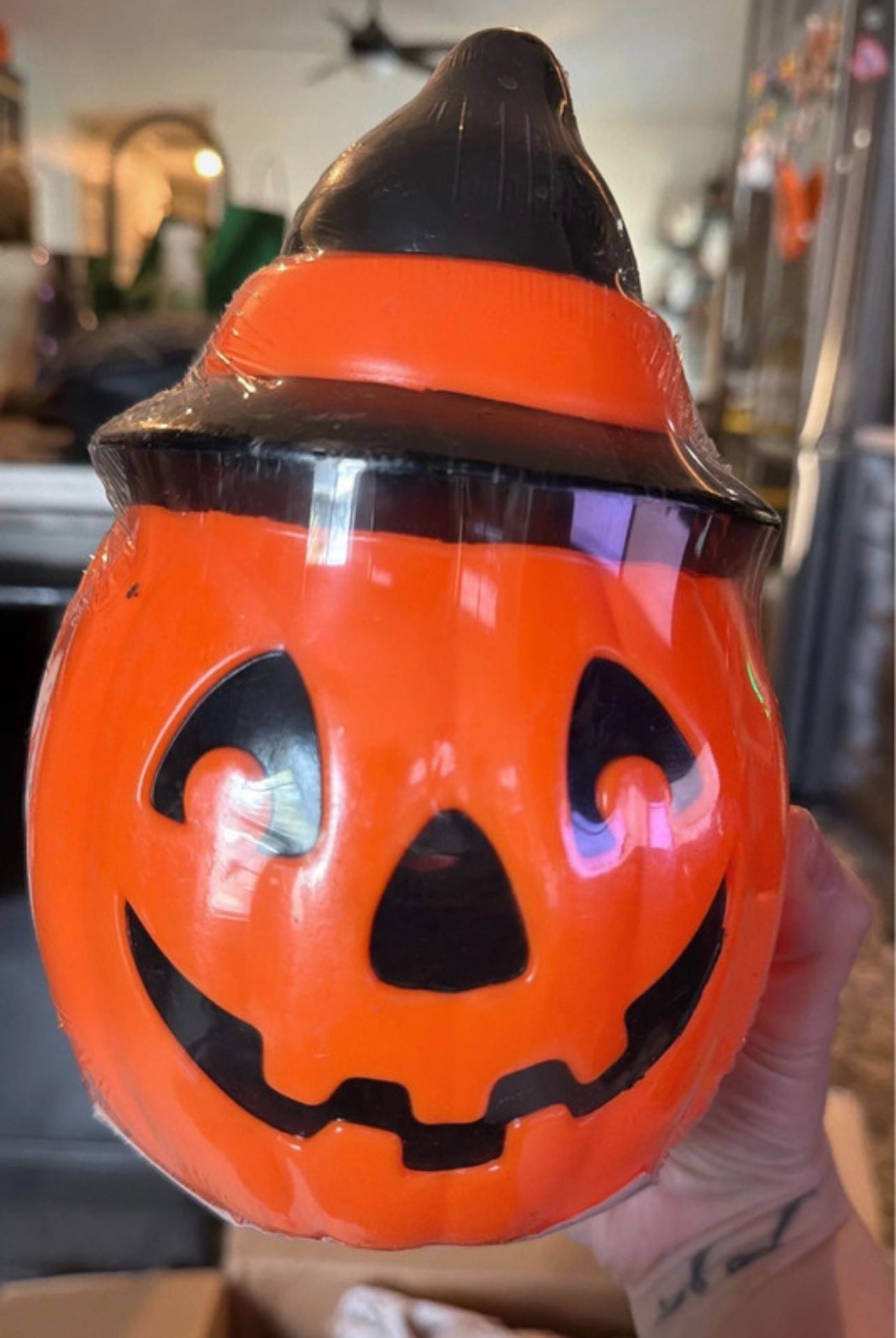 Empire Tree Light Toppers Halloween Pumpkin with Witch Hat Blow Mold 1995 2