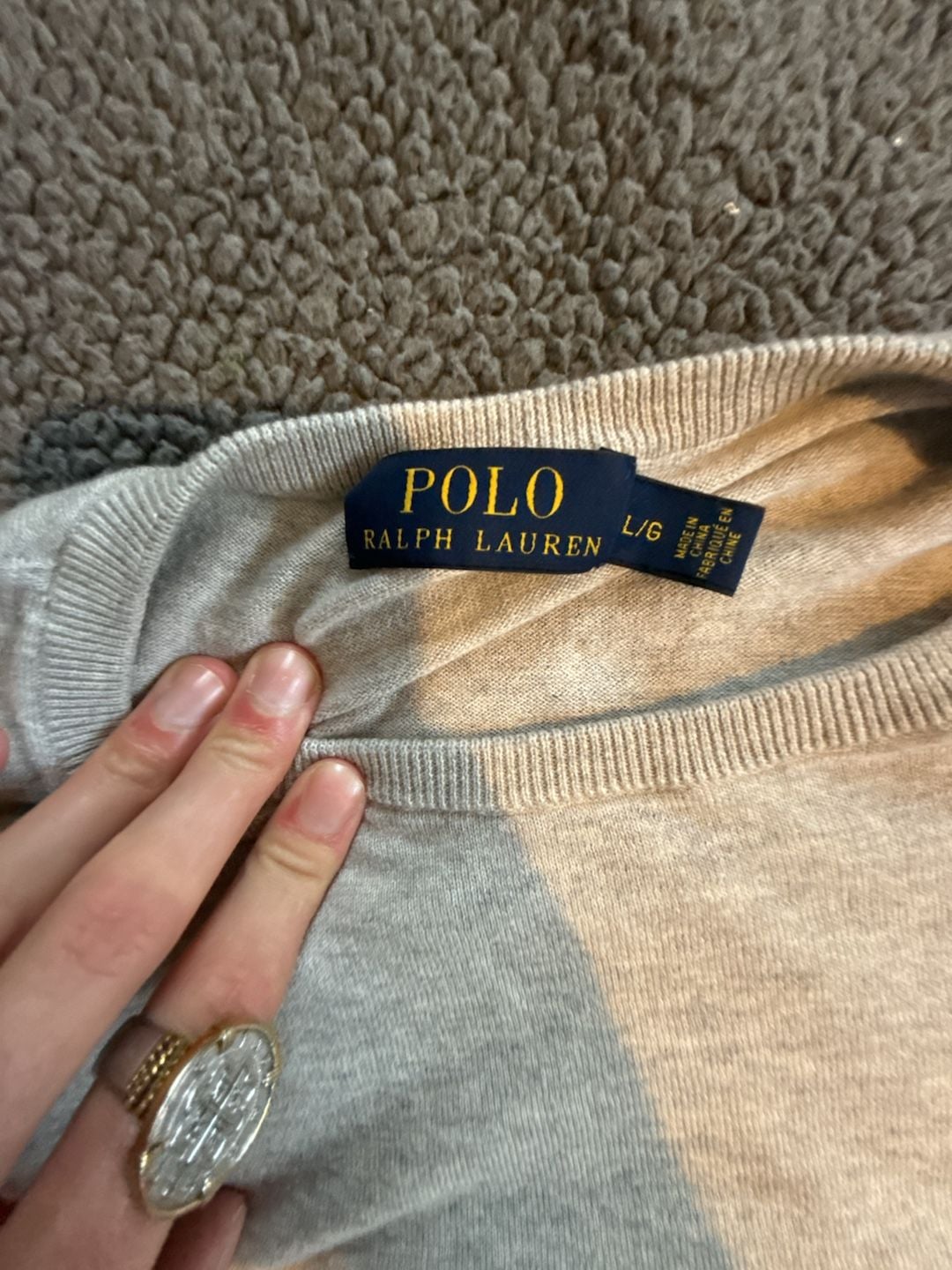 Polo Ralph Lauren Crewneck Sweater Size L/G Tan Cotton 4