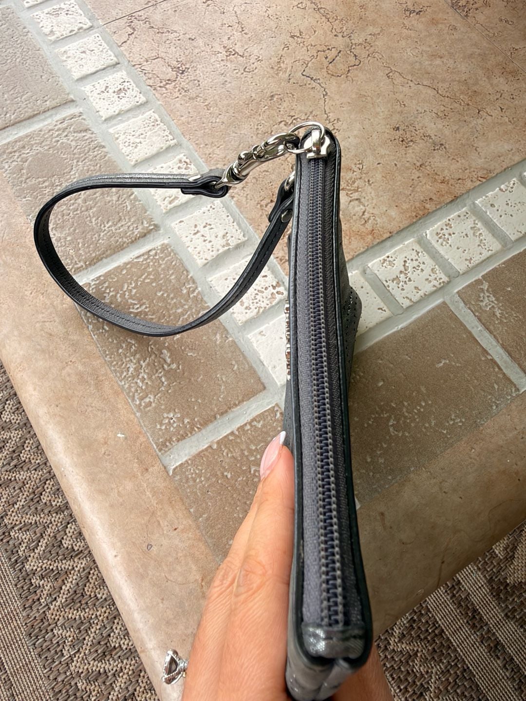 Coach Perforated Signature Silver Wristlet F45561 6