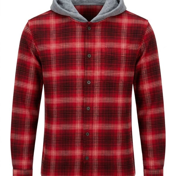 Wonder Nation Hooded Flannel Shirt Size XXL/2XG (18) Red Plaid