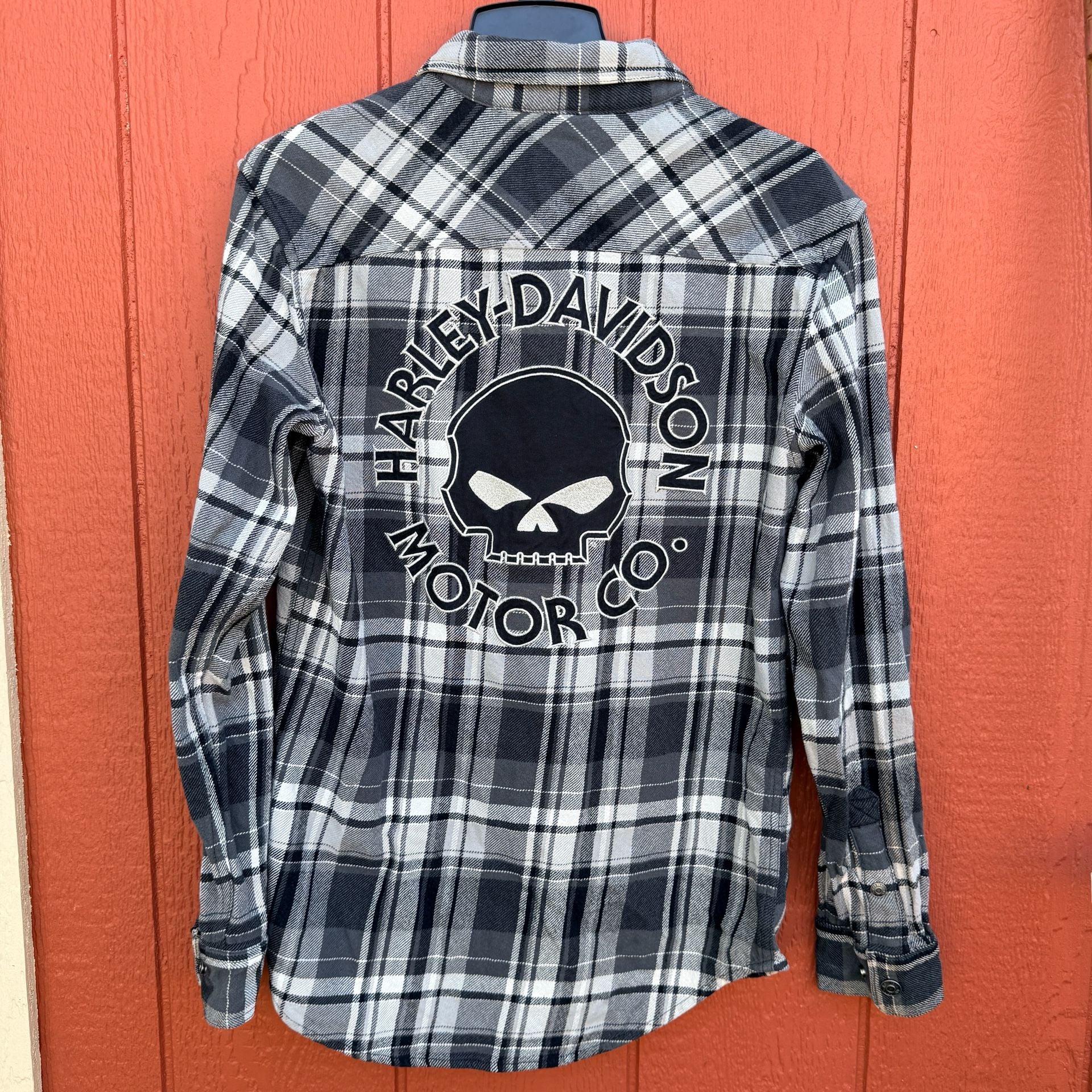 Harley-Davidson Men's Willie G Skull Plaid Long Sleeve Shirt Sz. Small 2