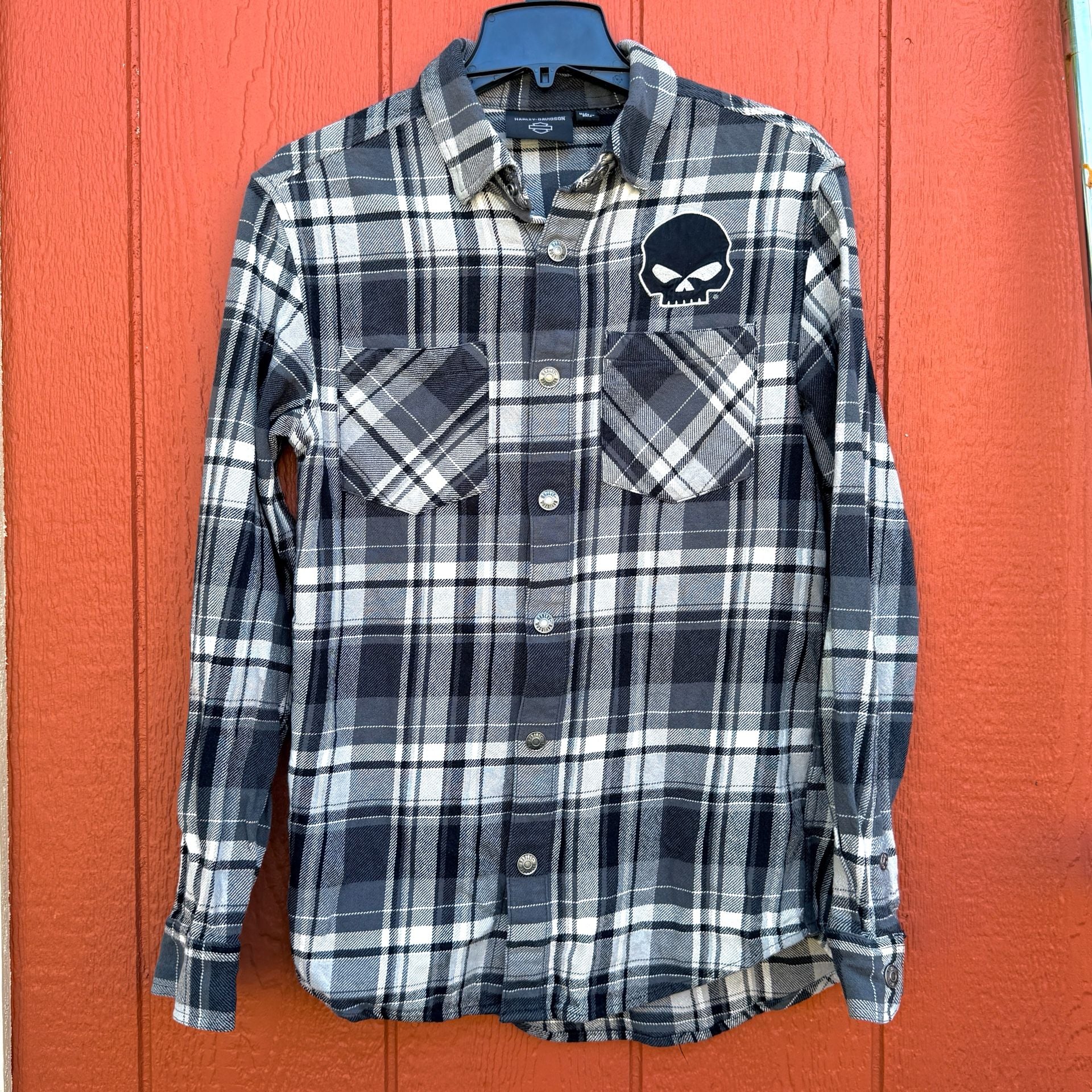 Harley-Davidson Men's Willie G Skull Plaid Long Sleeve Shirt Sz. Small 3