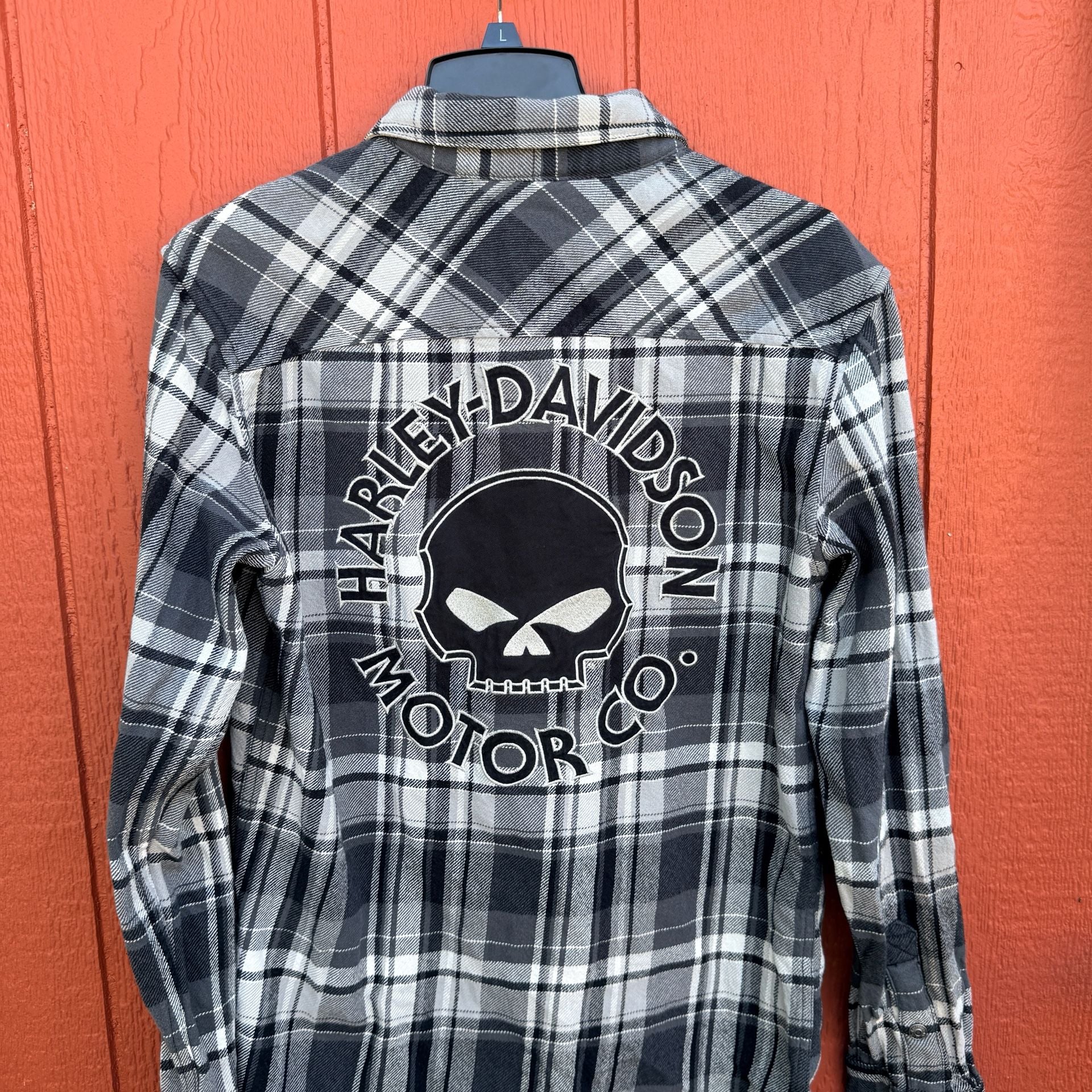 Harley-Davidson Men's Willie G Skull Plaid Long Sleeve Shirt Sz. Small 5