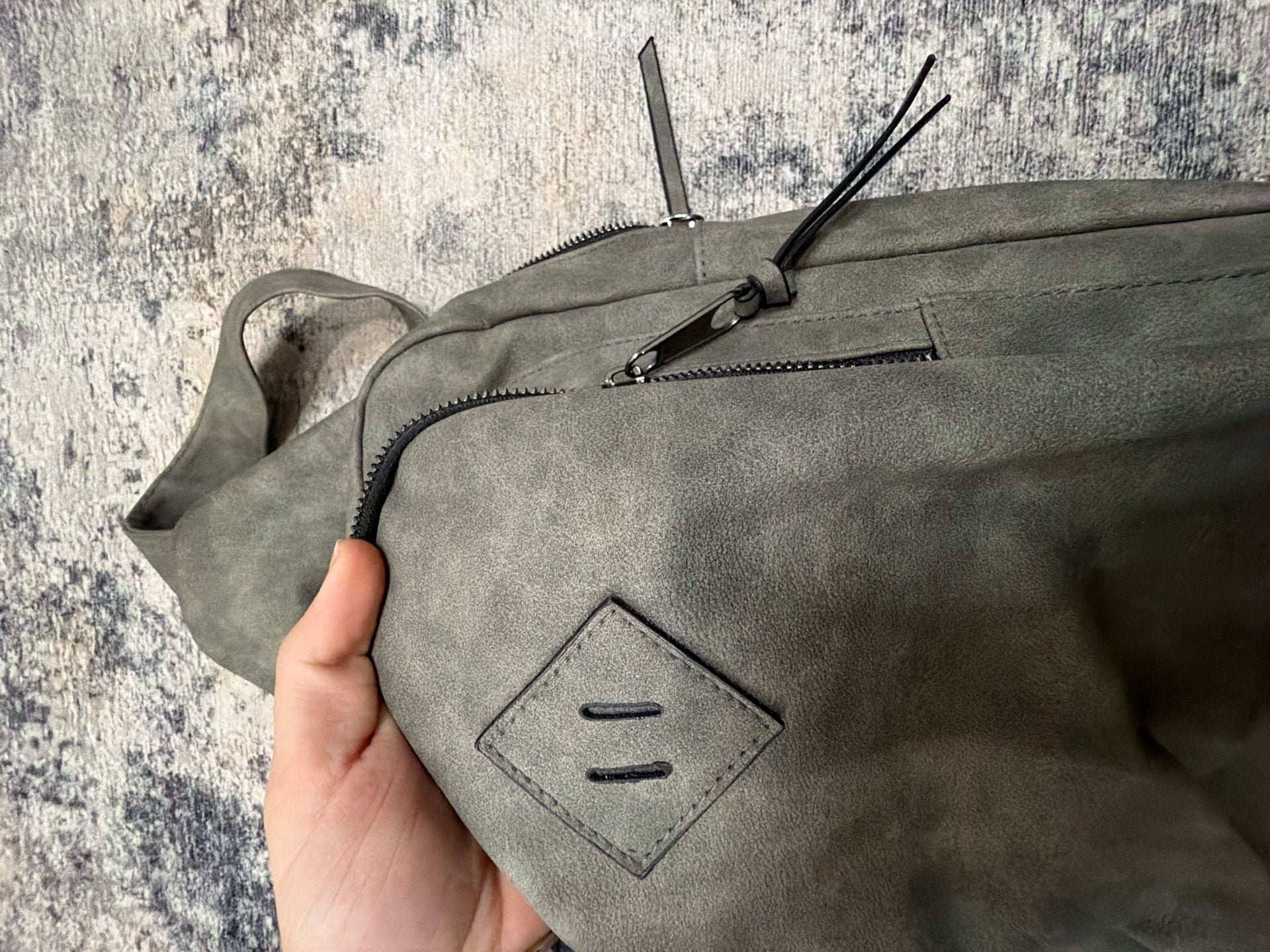 KL928 PU Leather Sling Backpack Crossbody Daypack Gray 6