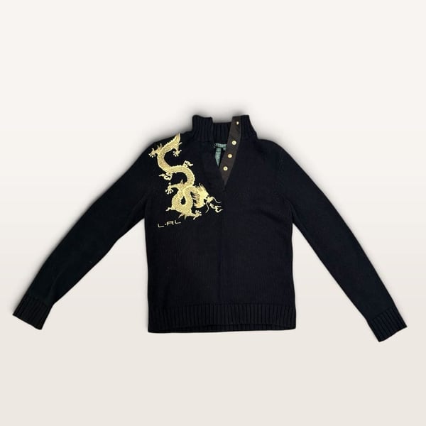 Vintage Lauren Ralph Lauren Black Dragon Sweater - PM