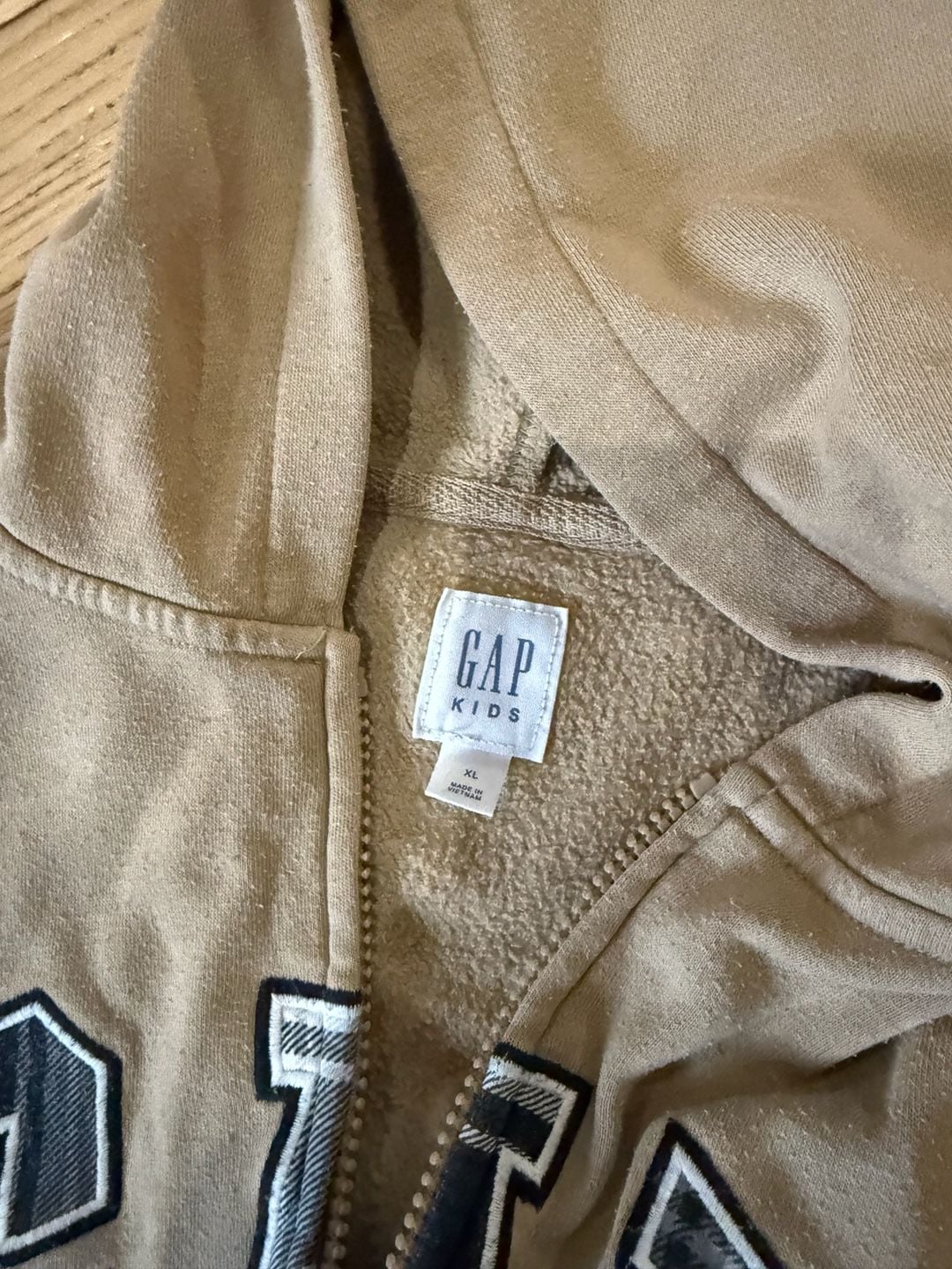 Gap Kids Logo Zip Hoodie Size XL Brown Plaid Arch Logo 5