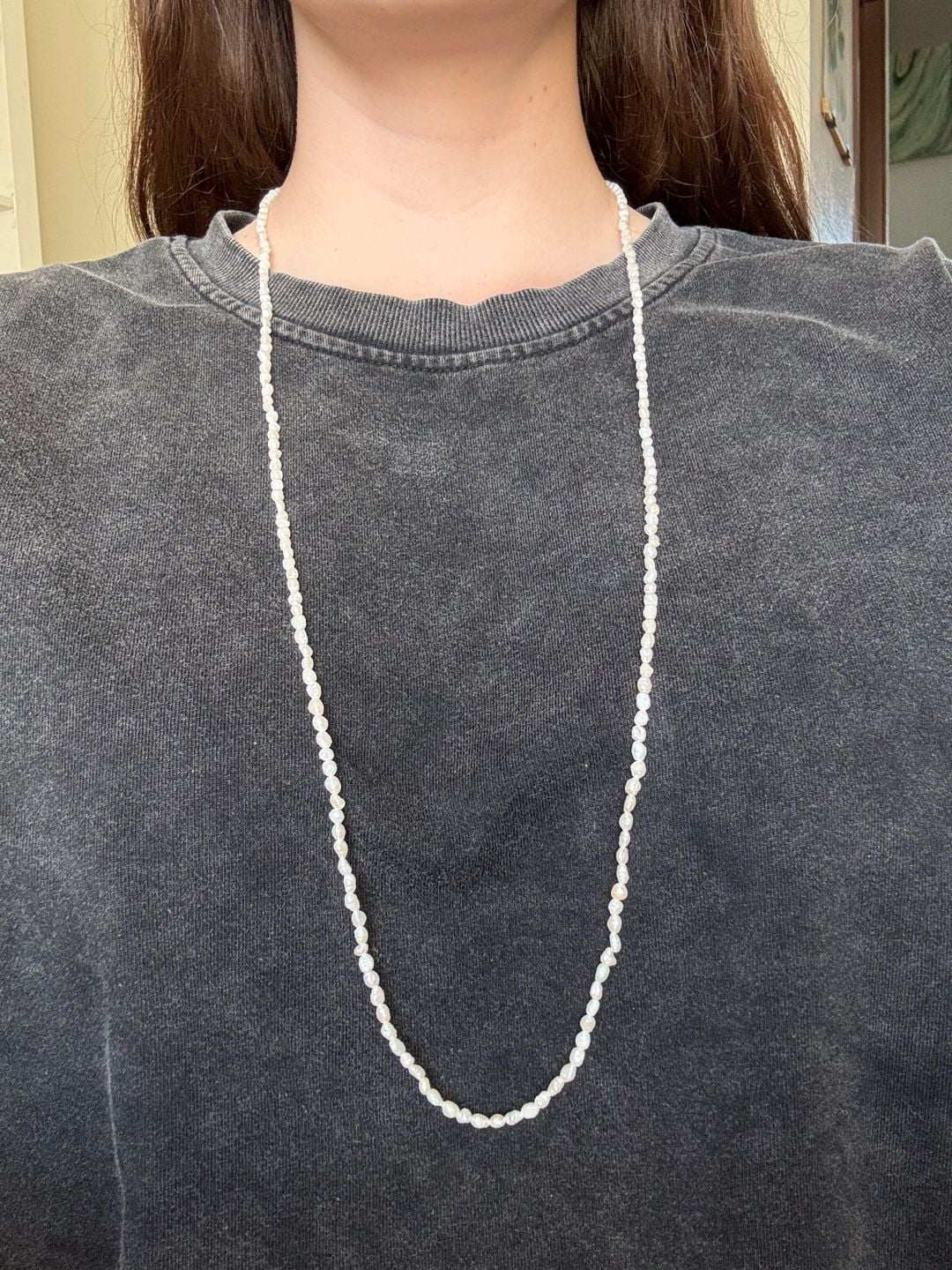 Freshwater Pearl Long Strand Necklace White 2