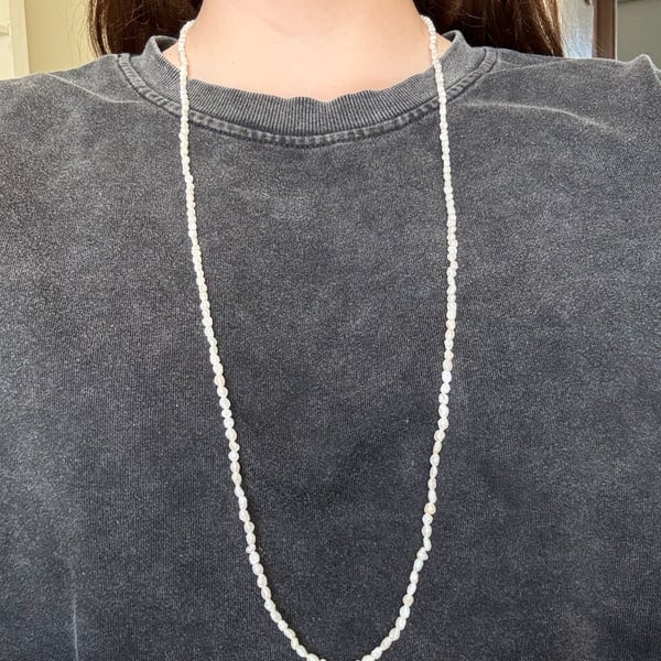 Freshwater Pearl Long Strand Necklace White