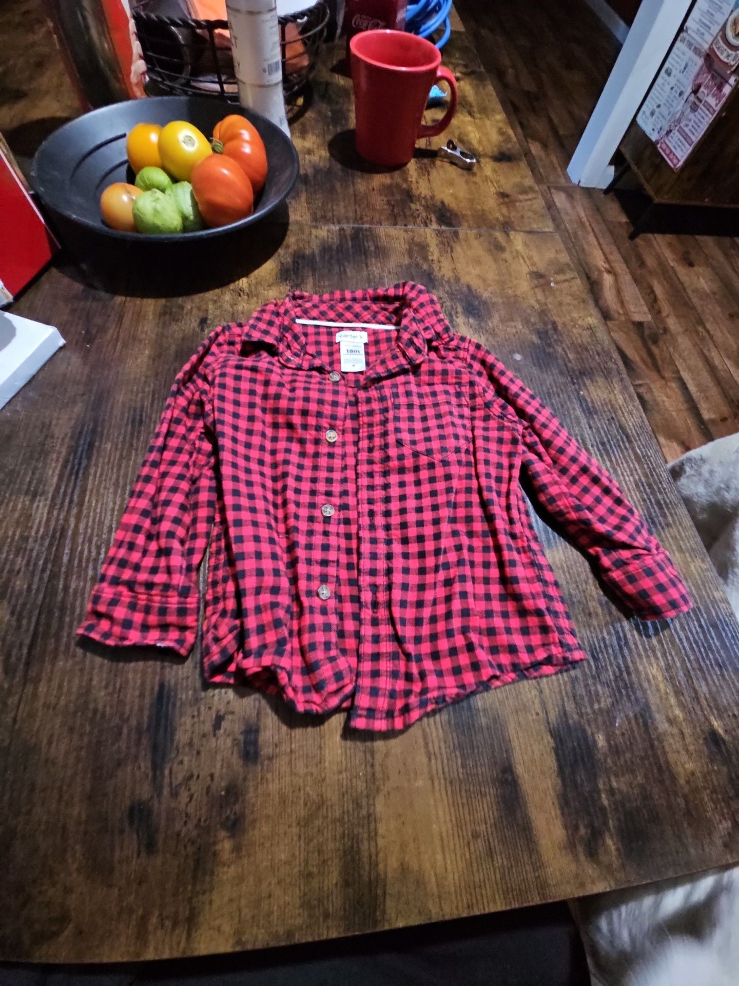 Carter's Buffalo Plaid Shirt Size 18m 2