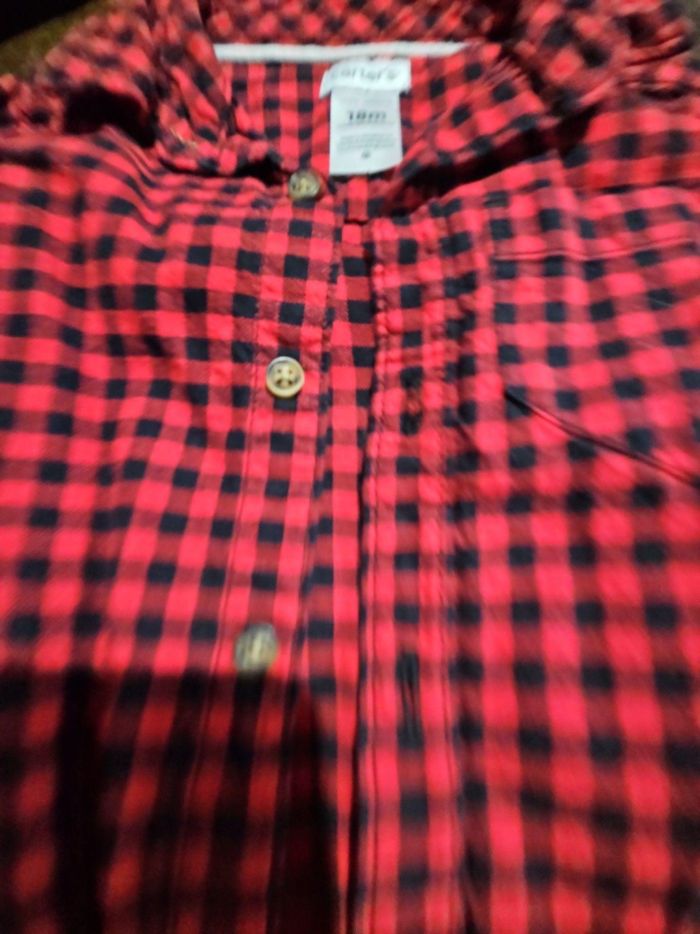 Carter's Buffalo Plaid Shirt Size 18m 5