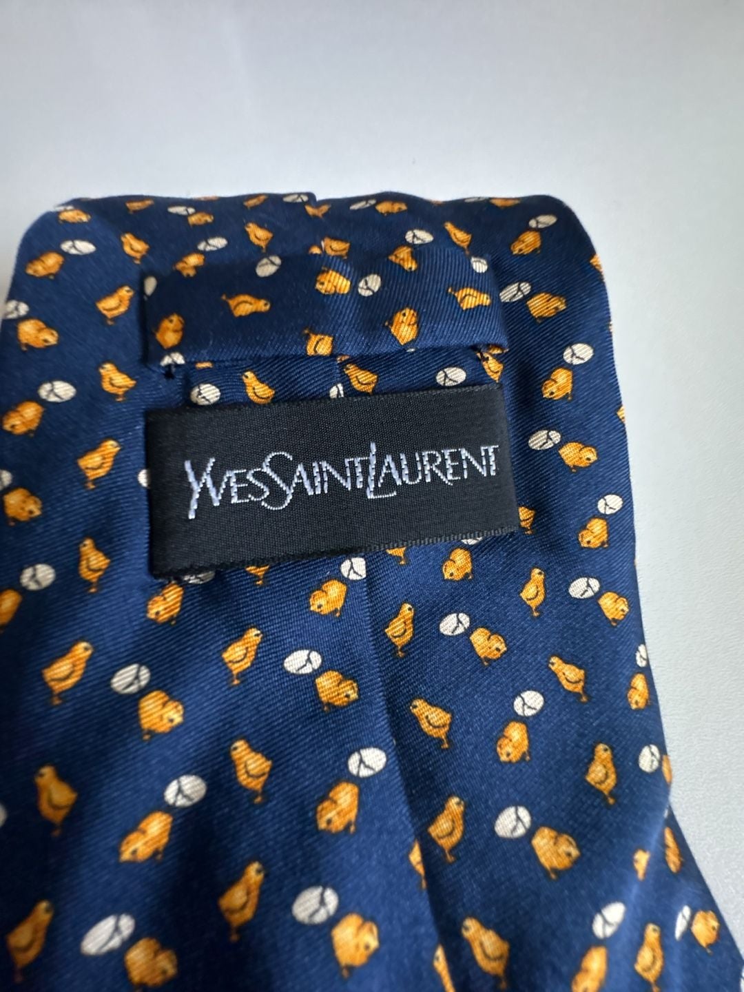 Yves Saint Laurent Silk Tie Blue Chick Pattern 58” 2