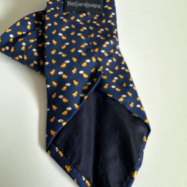Yves Saint Laurent Silk Tie Blue Chick Pattern 58”