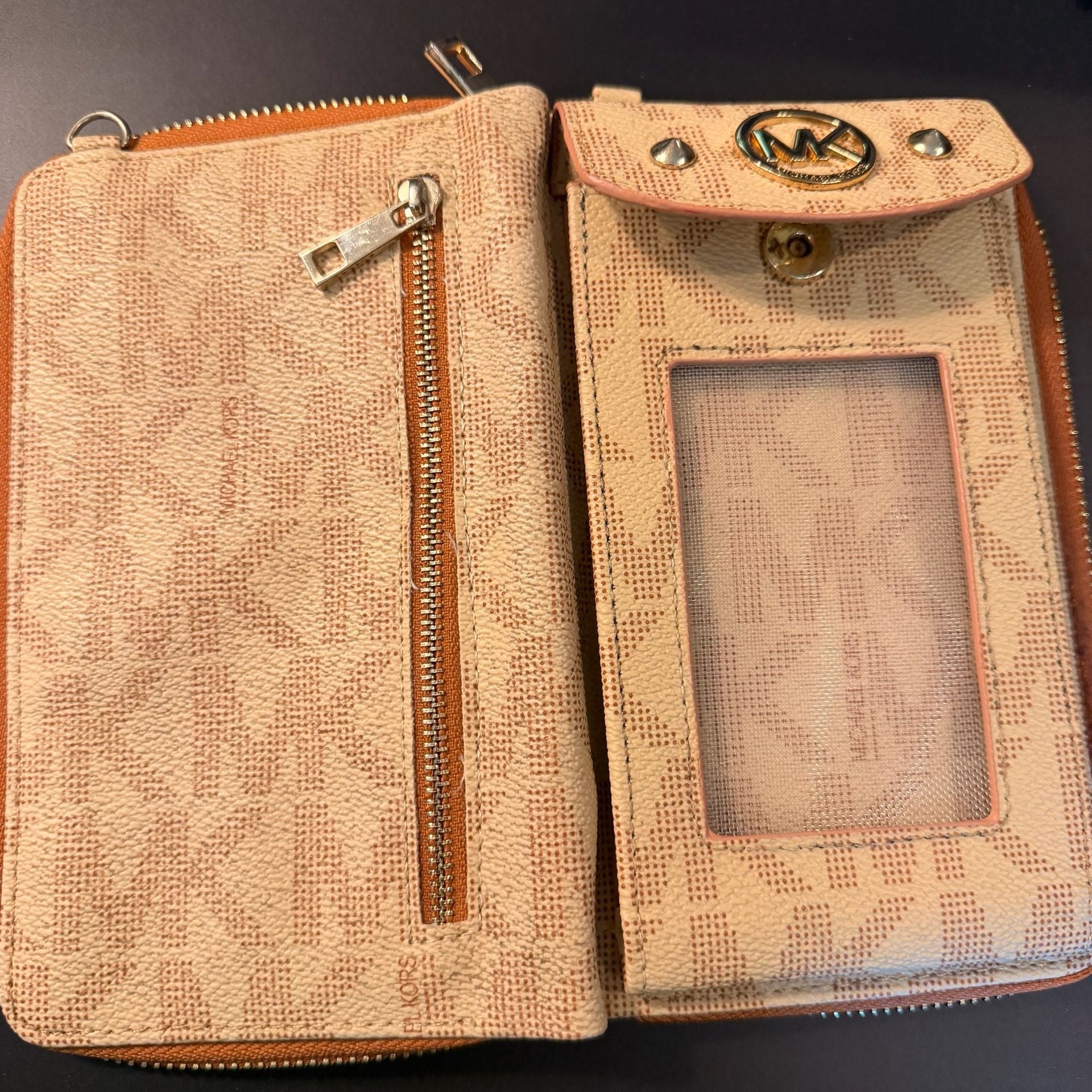 Michael Kors Monogram Phone Wallet Crossbody Bag ID Holder 6