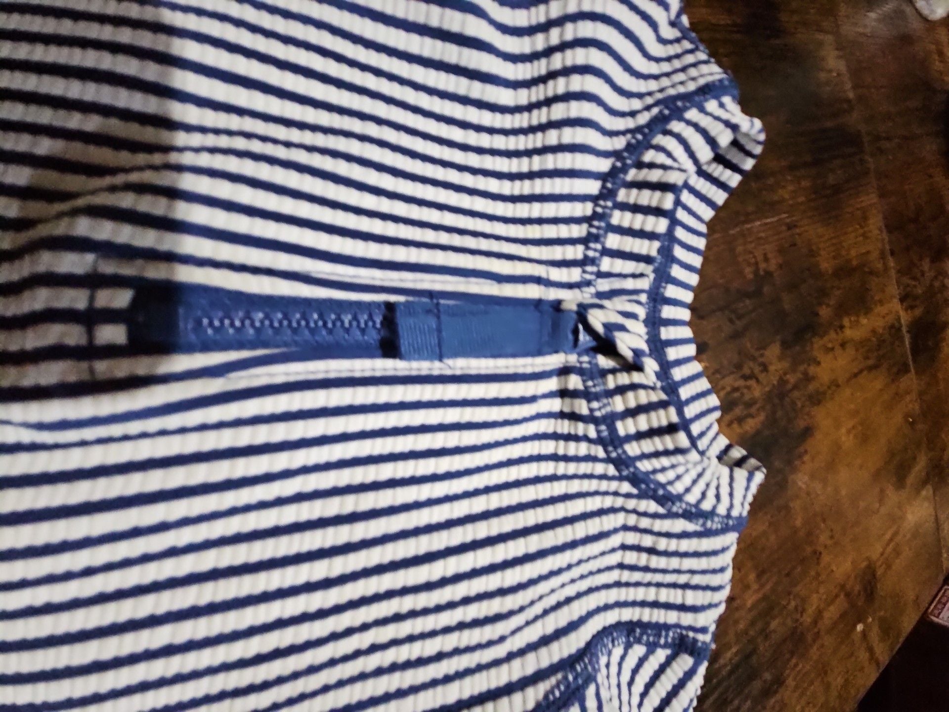 (509) RuggedButts Blue Striped Rash Guard 6-12M 4