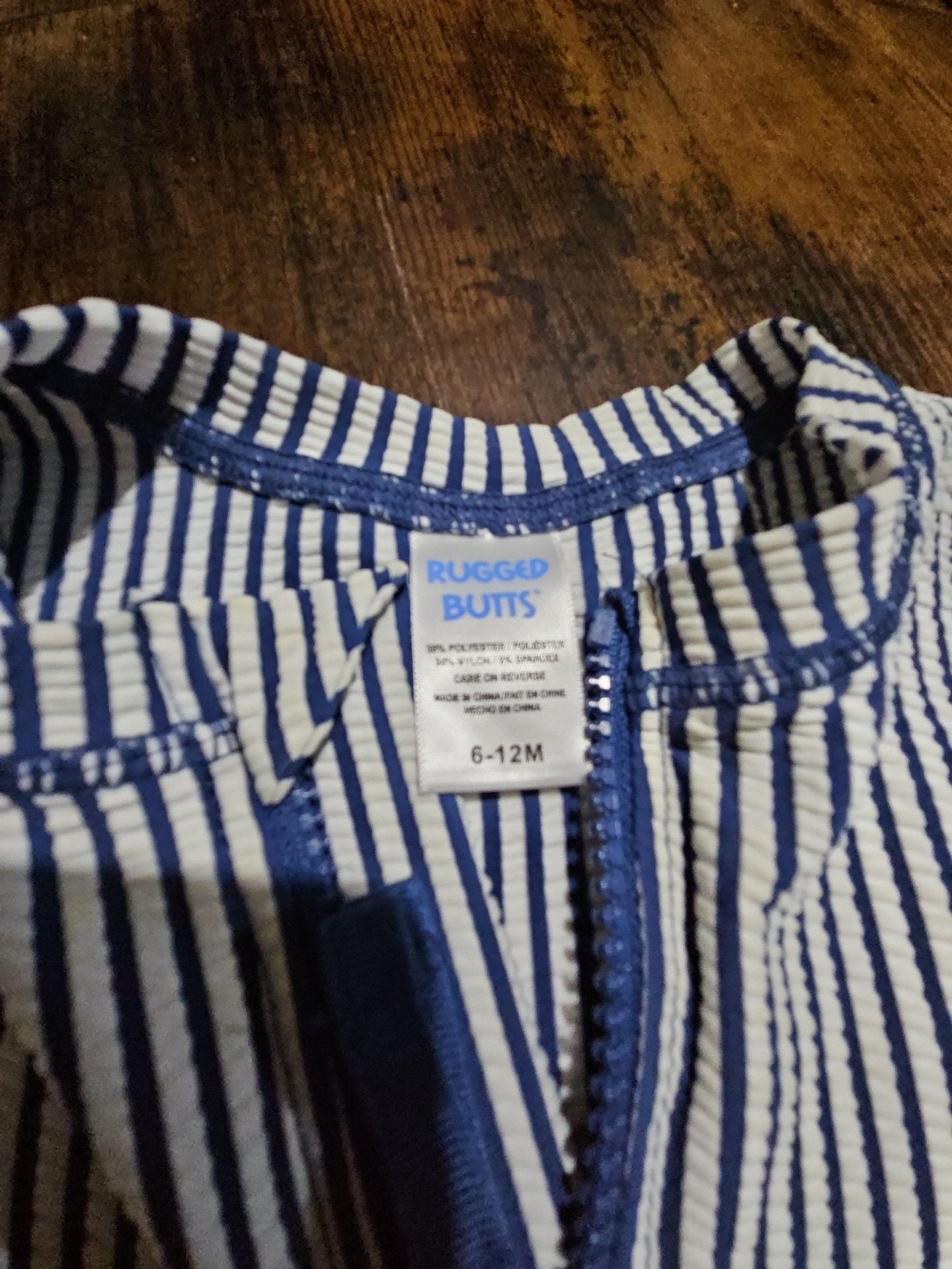 (509) RuggedButts Blue Striped Rash Guard 6-12M 6