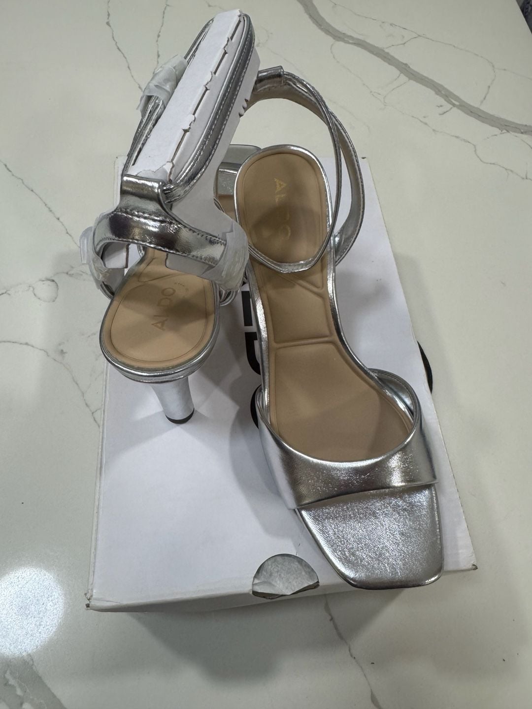 Aldo Leandra Heeled Sandal Silver 2