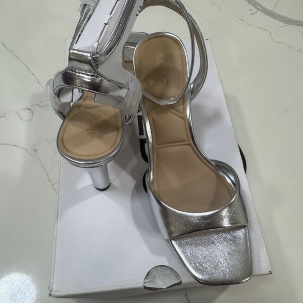 Aldo Leandra Heeled Sandal Silver