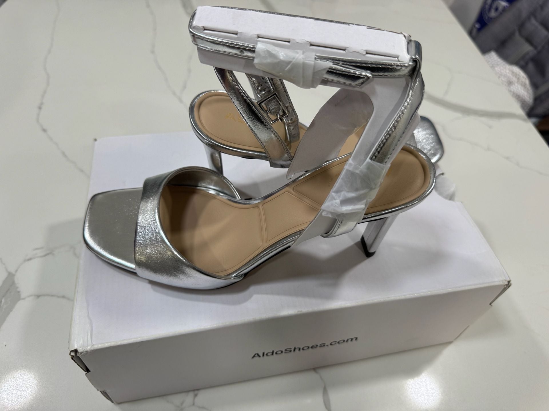 Aldo Leandra Heeled Sandal Silver 3