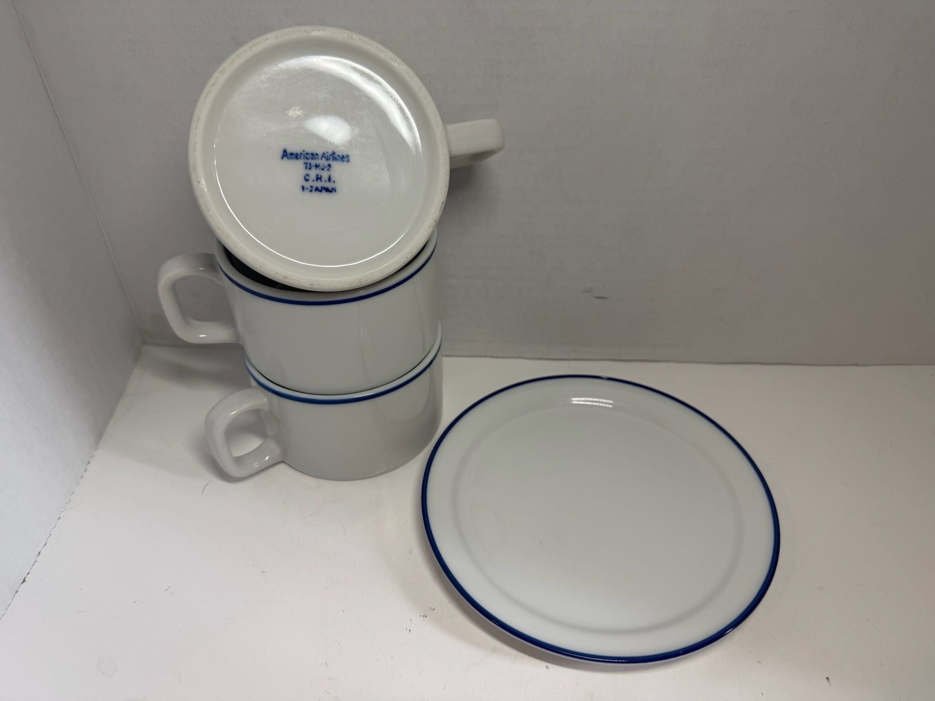 American Airlines Coffee Cup Saucer Set 3 Mugs 1 Saucer Vintage Japan 1
