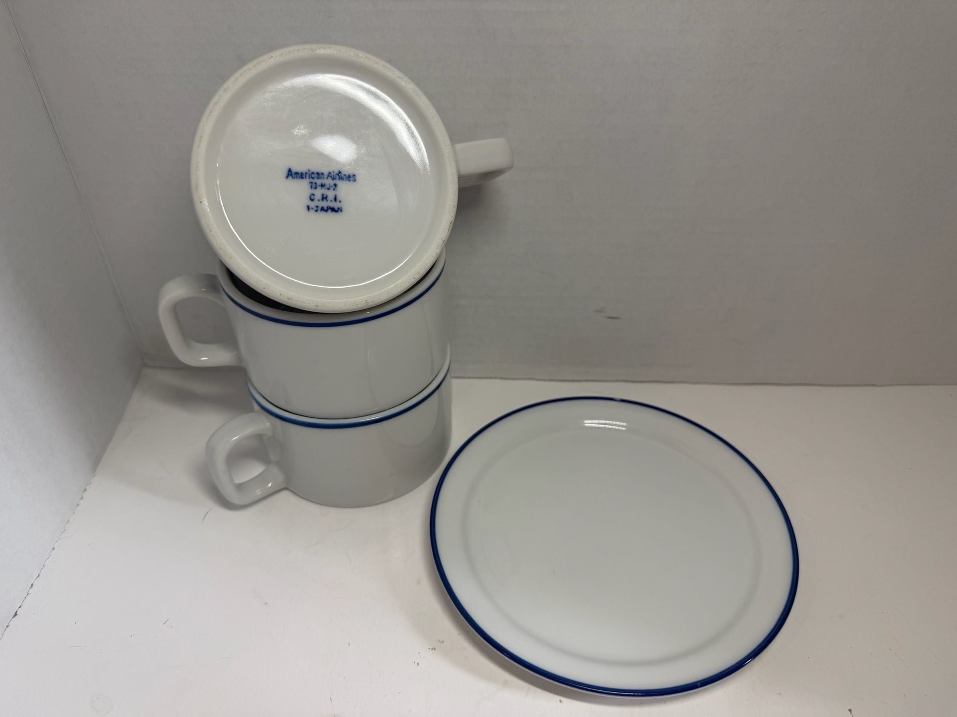 American Airlines Coffee Cup Saucer Set 3 Mugs 1 Saucer Vintage Japan 2