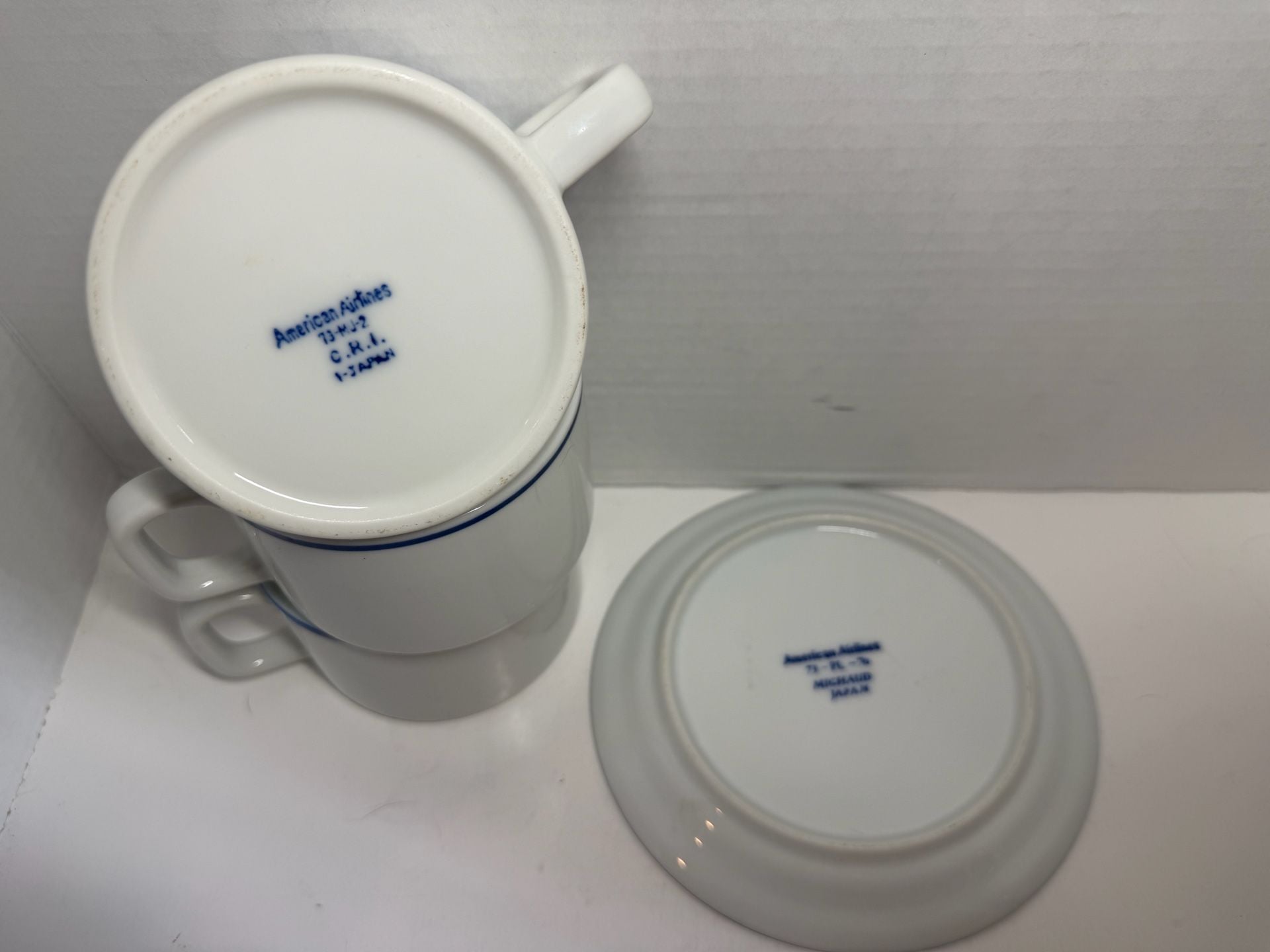 American Airlines Coffee Cup Saucer Set 3 Mugs 1 Saucer Vintage Japan 9