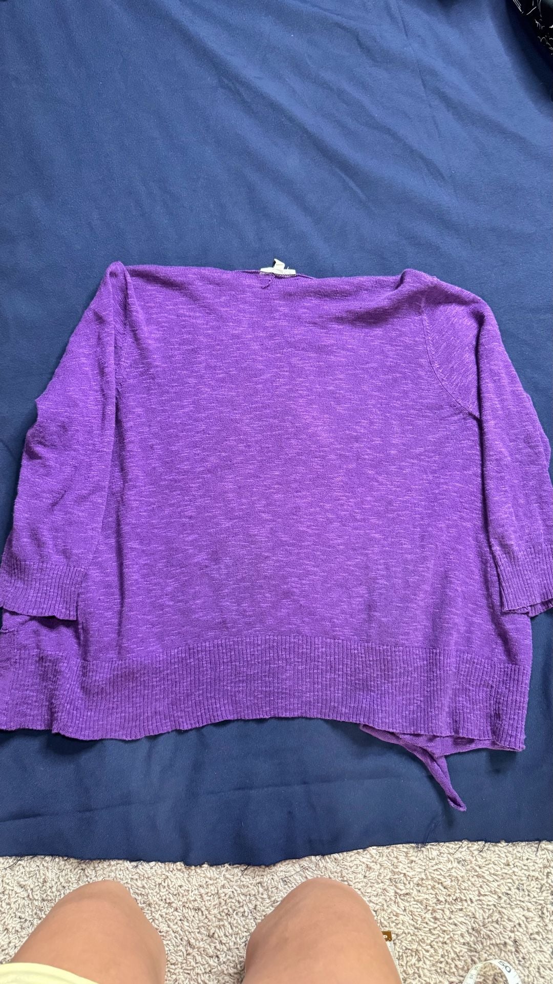 Eileen Fisher Purple Linen Cotton Open Front Cardigan M Draped Lightweight 4