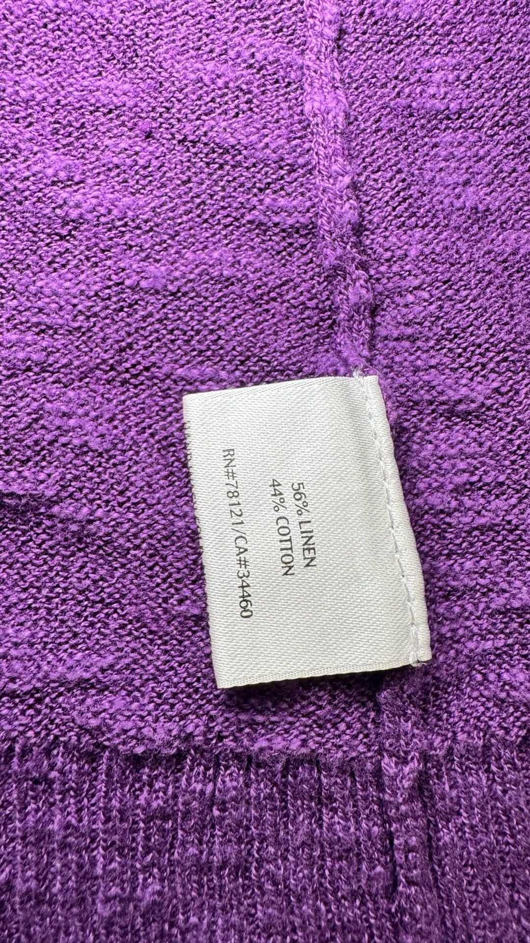 Eileen Fisher Purple Linen Cotton Open Front Cardigan M Draped Lightweight 6