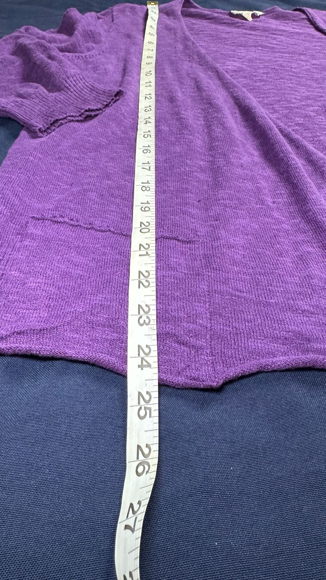 Eileen Fisher Purple Linen Cotton Open Front Cardigan M Draped Lightweight 7