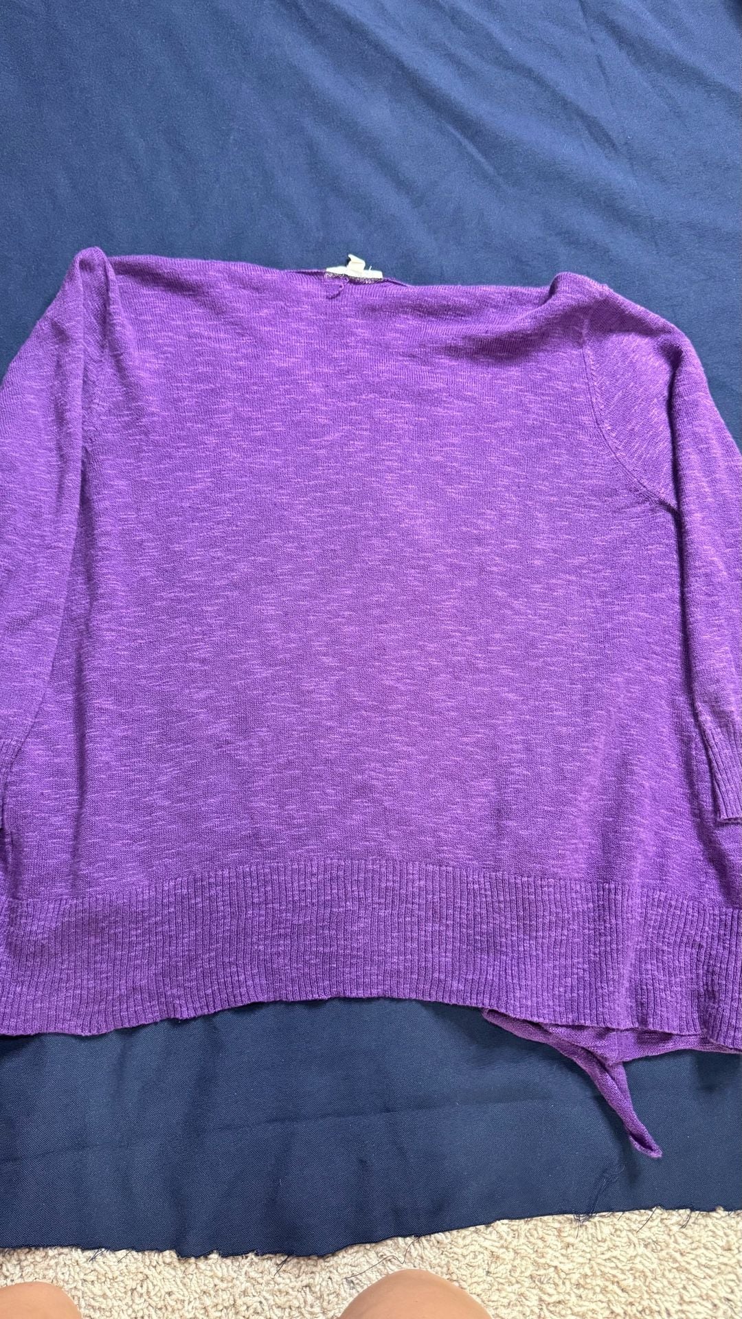 Eileen Fisher Purple Linen Cotton Open Front Cardigan M Draped Lightweight 9