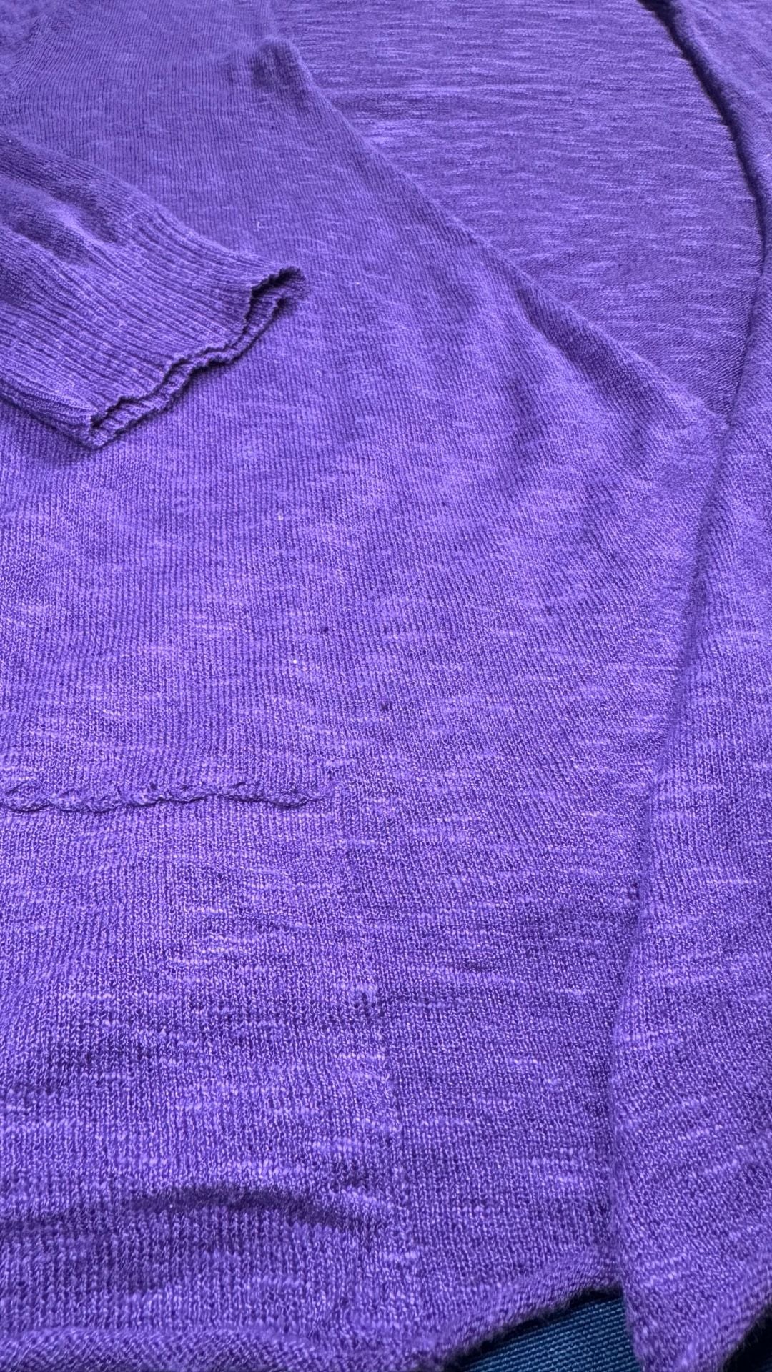 Eileen Fisher Purple Linen Cotton Open Front Cardigan M Draped Lightweight 10