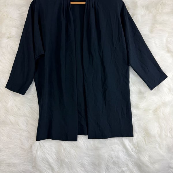 Liz Claiborne Open Front Cardigan Size 8 Black Pleated