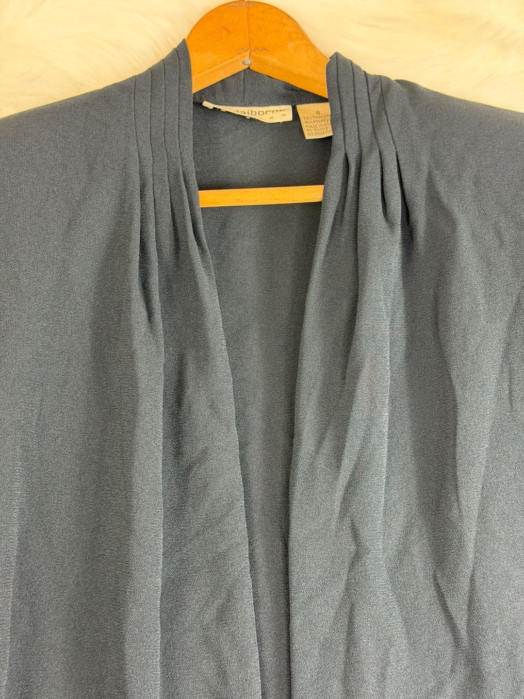 Liz Claiborne Open Front Cardigan Size 8 Black Pleated 5
