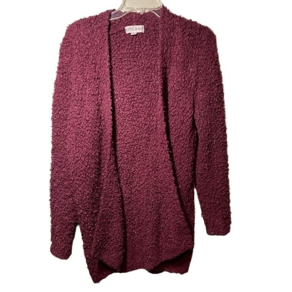 Knox Rose Womens Fuzzy Eyelash Knit Open Front Cardigan Sz. M Sweater Red