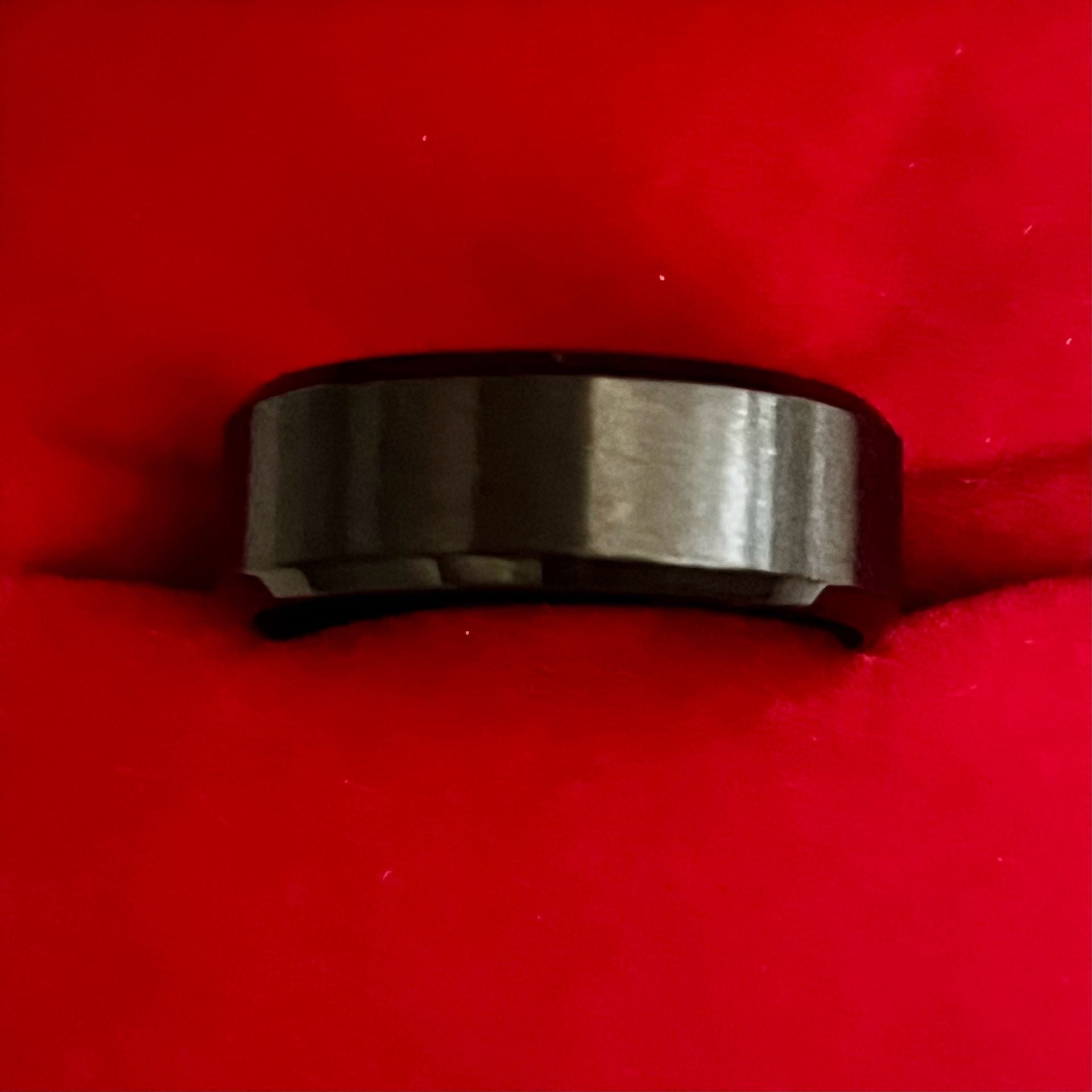 Black Tungsten Carbide Brushed Beveled Edge 6mm Band Size 11 3