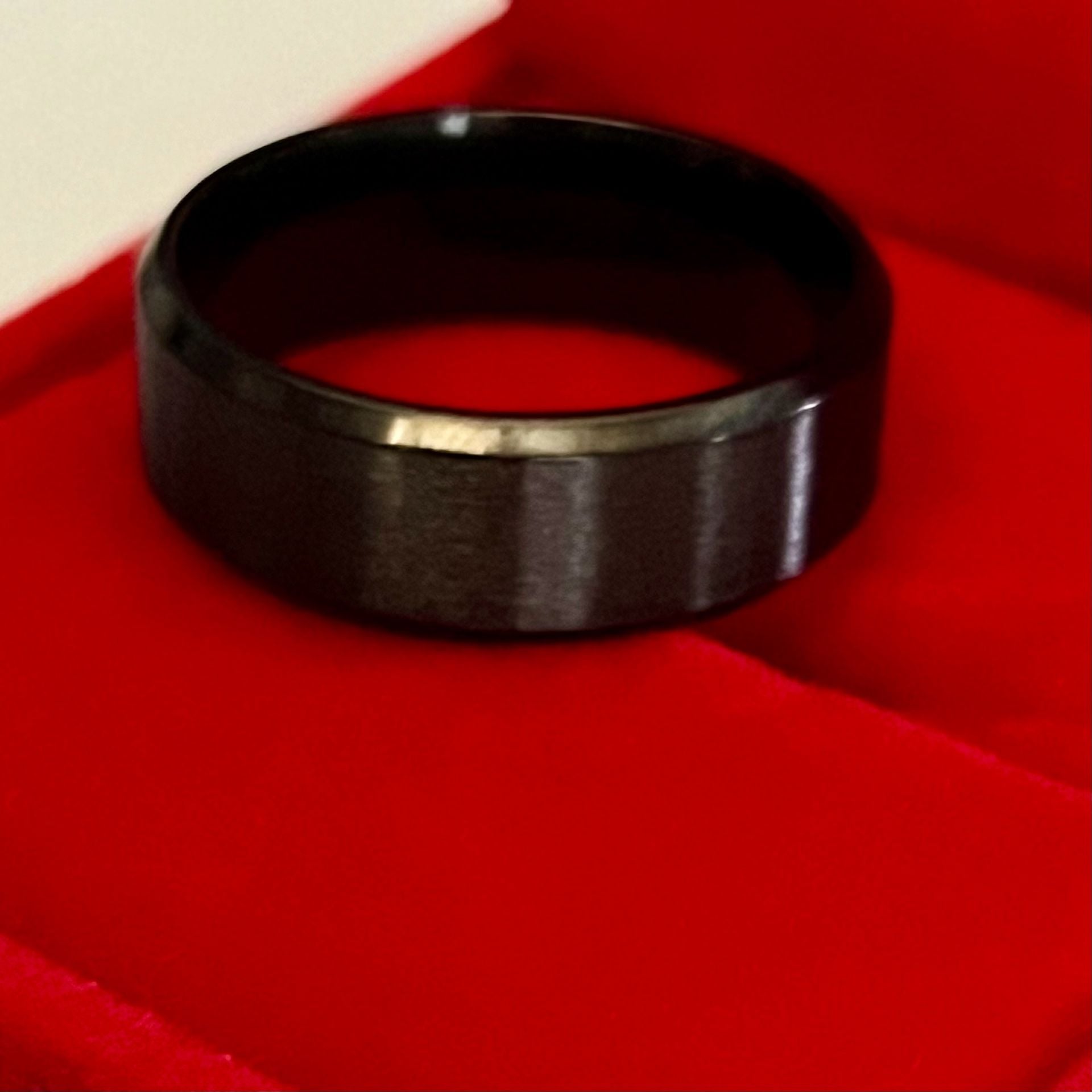 Black Tungsten Carbide Brushed Beveled Edge 6mm Band Size 11 6